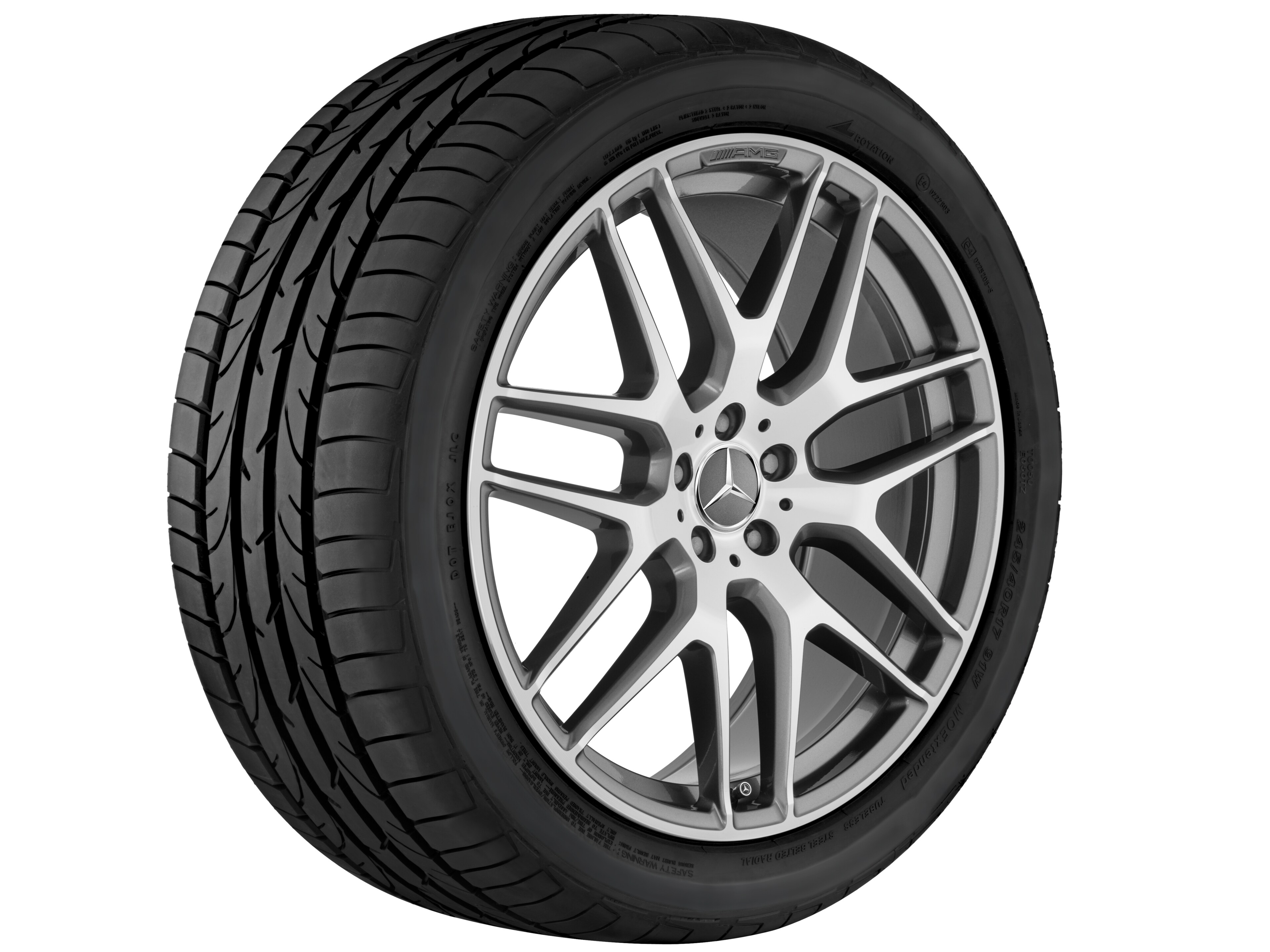 AMG Leichtmetallrad, im Kreuzspeichen-Design, 53,3 cm (21 Zoll) - 10 J x 21 ET 46, titangrau, glanzgedreht