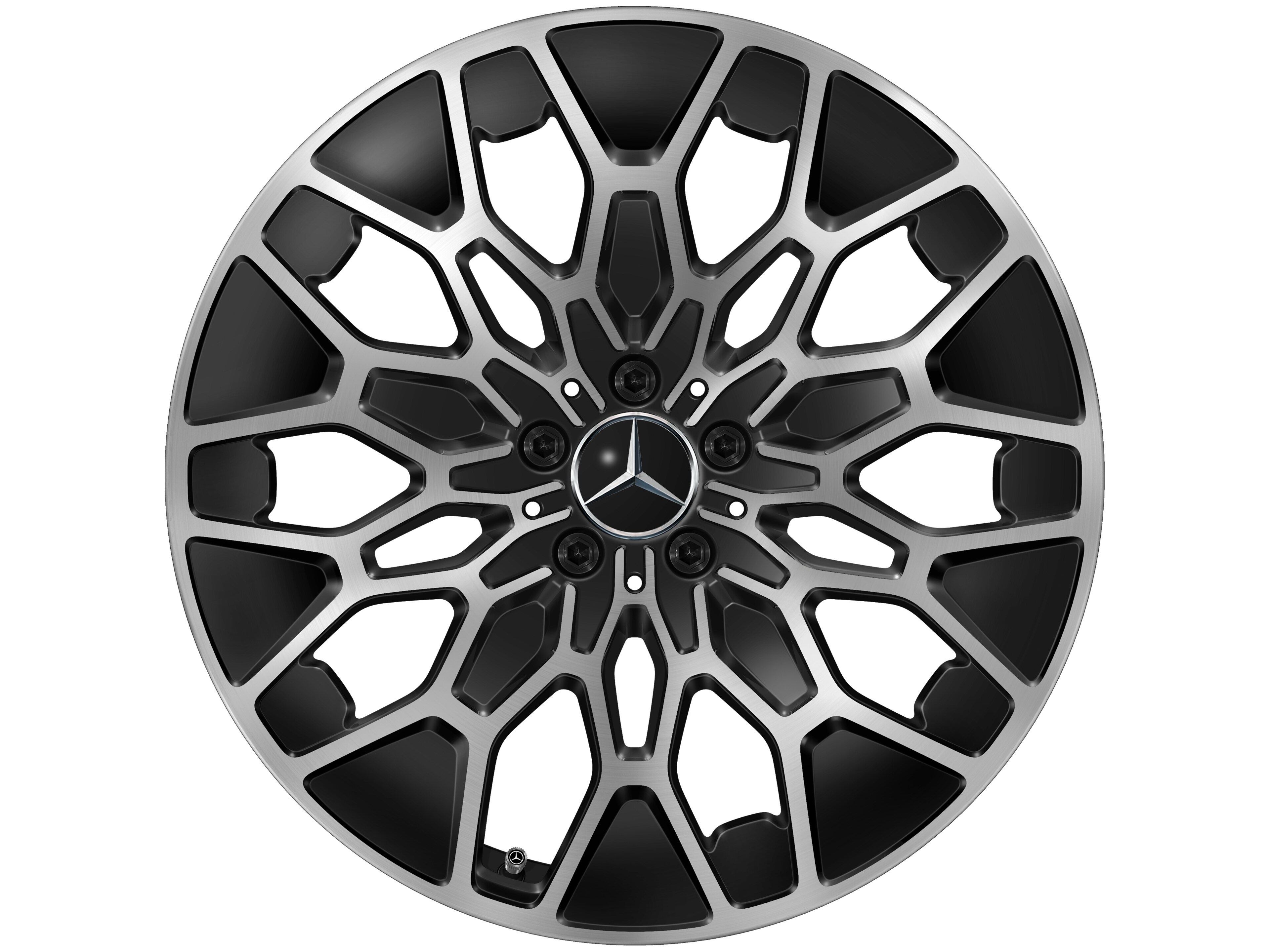 Cerchio a 10 razze Y, Aero, 50,8 cm (20 pollici) - 8 J x 20 ET 32,7, colore nero, Tornitura a specchio