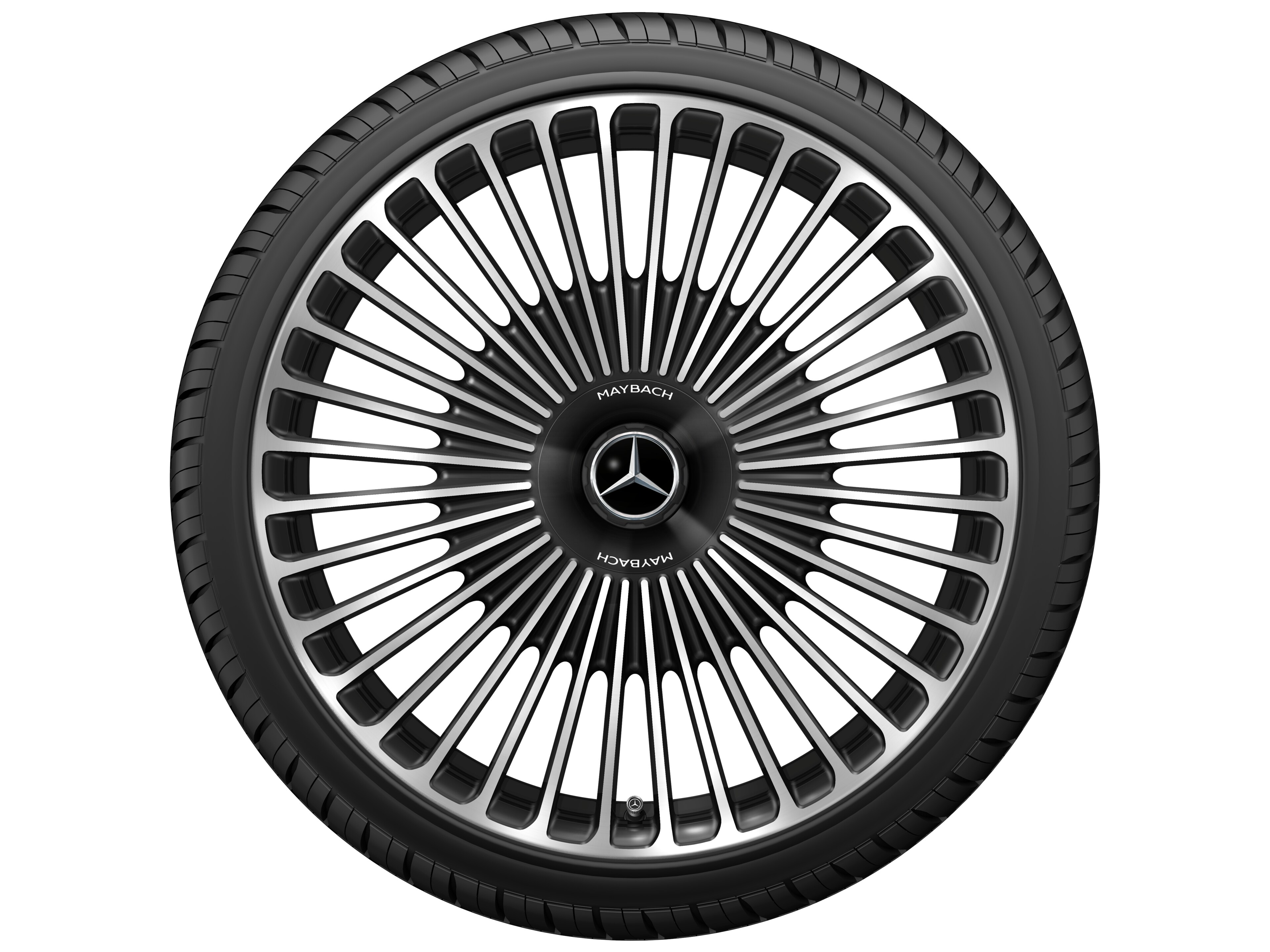 AMG Schmiederad im Vielspeichen-Design, 53,3 cm (21 Zoll) - 9,5 J x 21 ET 56,1, schwarz, glanzgedreht