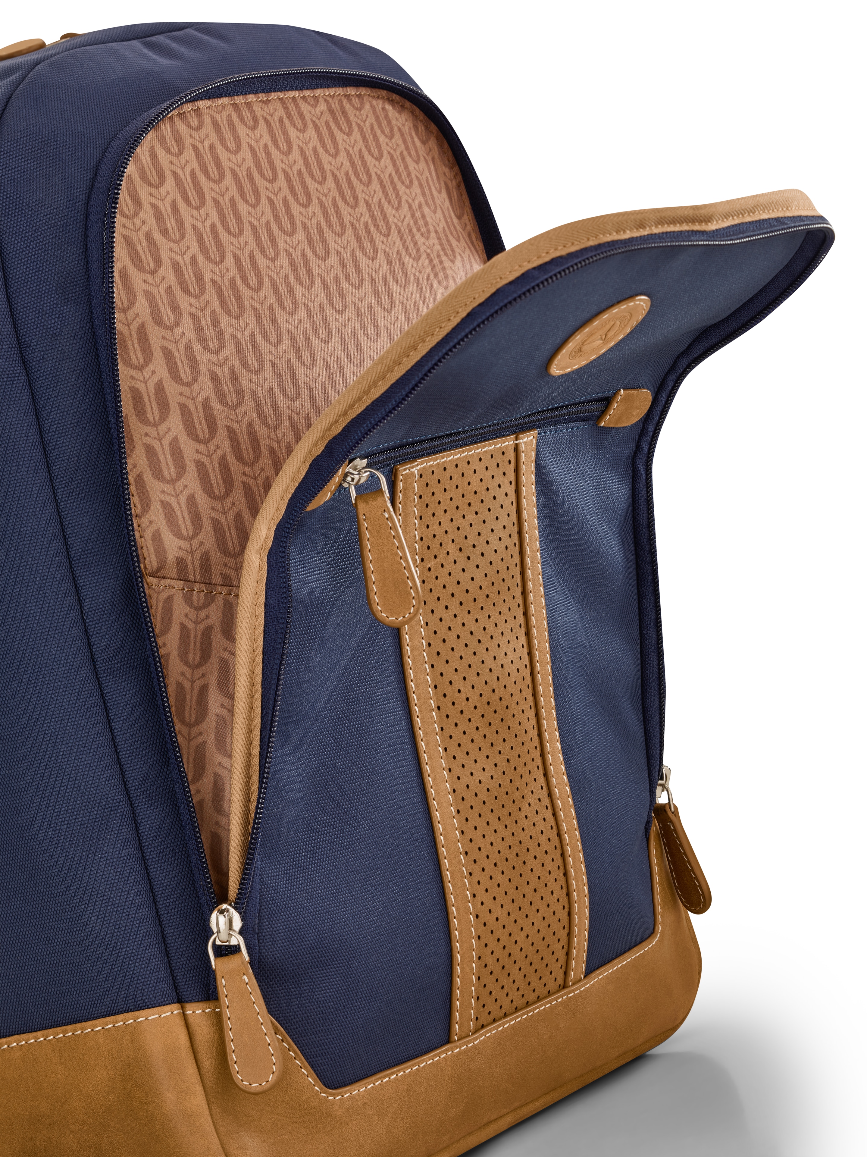 Zaino - blu / cognac, Poliestere (riciclato)