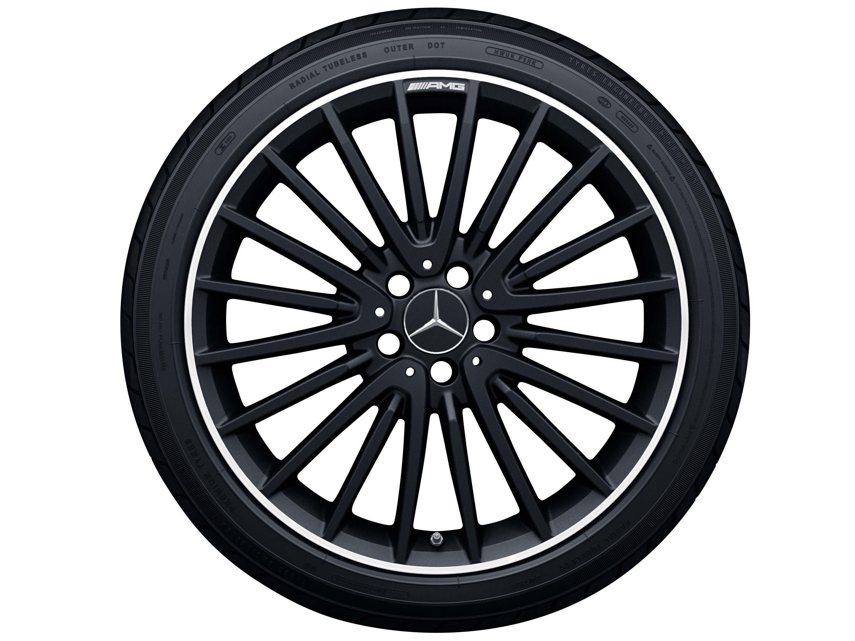 Cerchio a razze AMG, 50,8 cm (20 pollici), Bordo del cerchio tornito a specchio - 8 J x 20 ET 43,5, nero opacizzato, Tornitura a specchio