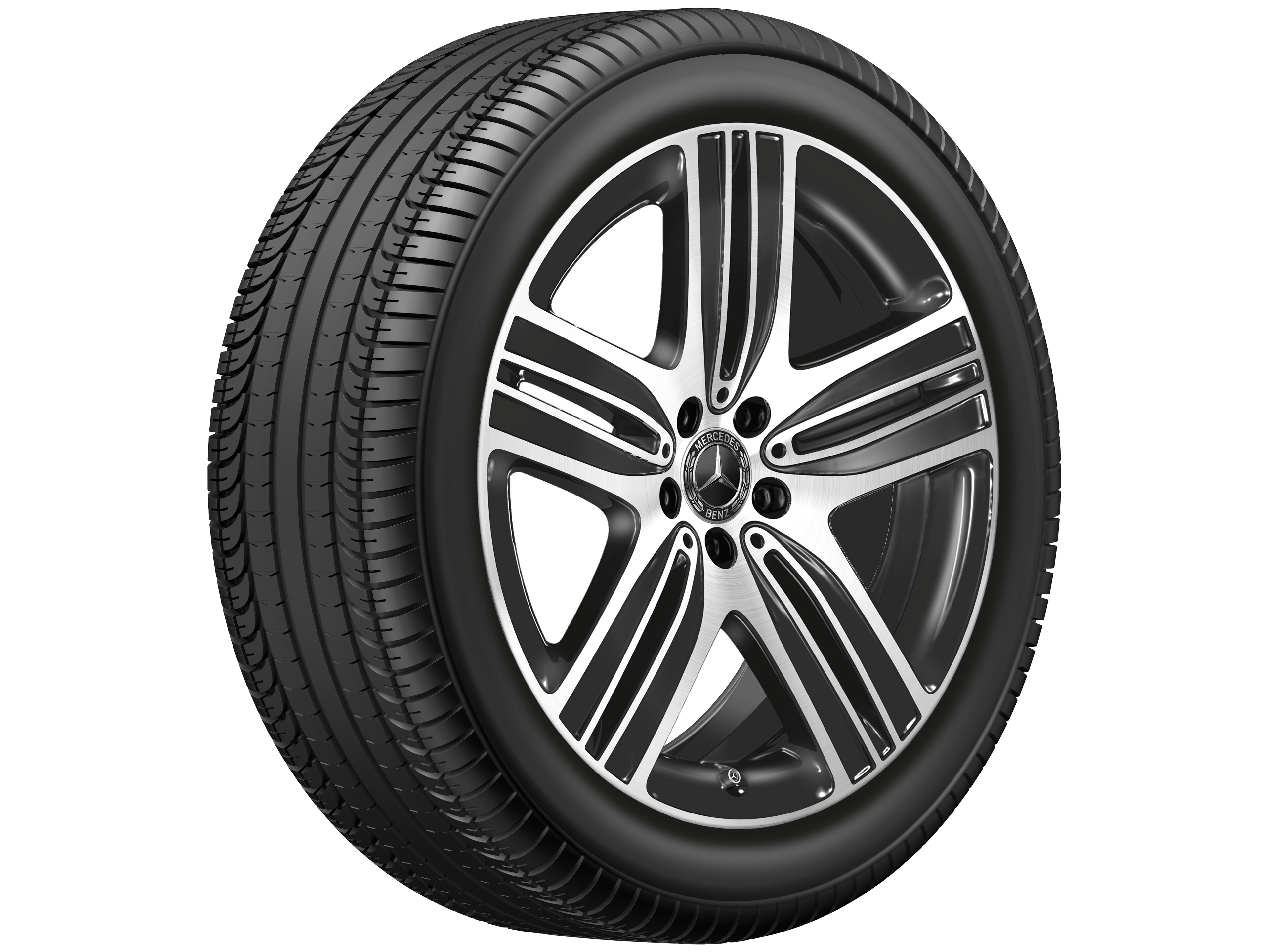 Cerchio a 5 razze, 50,8 cm (20 pollici), con tornitura a specchio - 8,5 J x 20 ET 30, colore nero, Tornitura a specchio