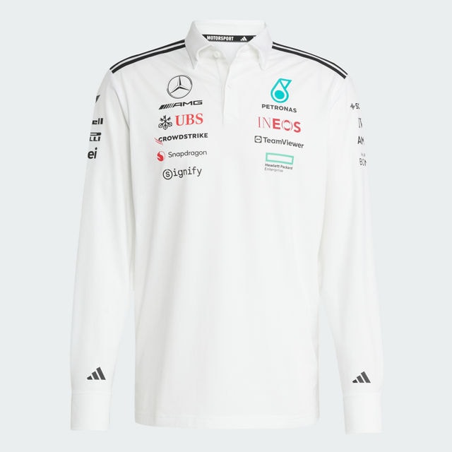 Polo a maniche lunghe da uomo, Team, Mercedes-AMG F1 - Colore bianco, M
