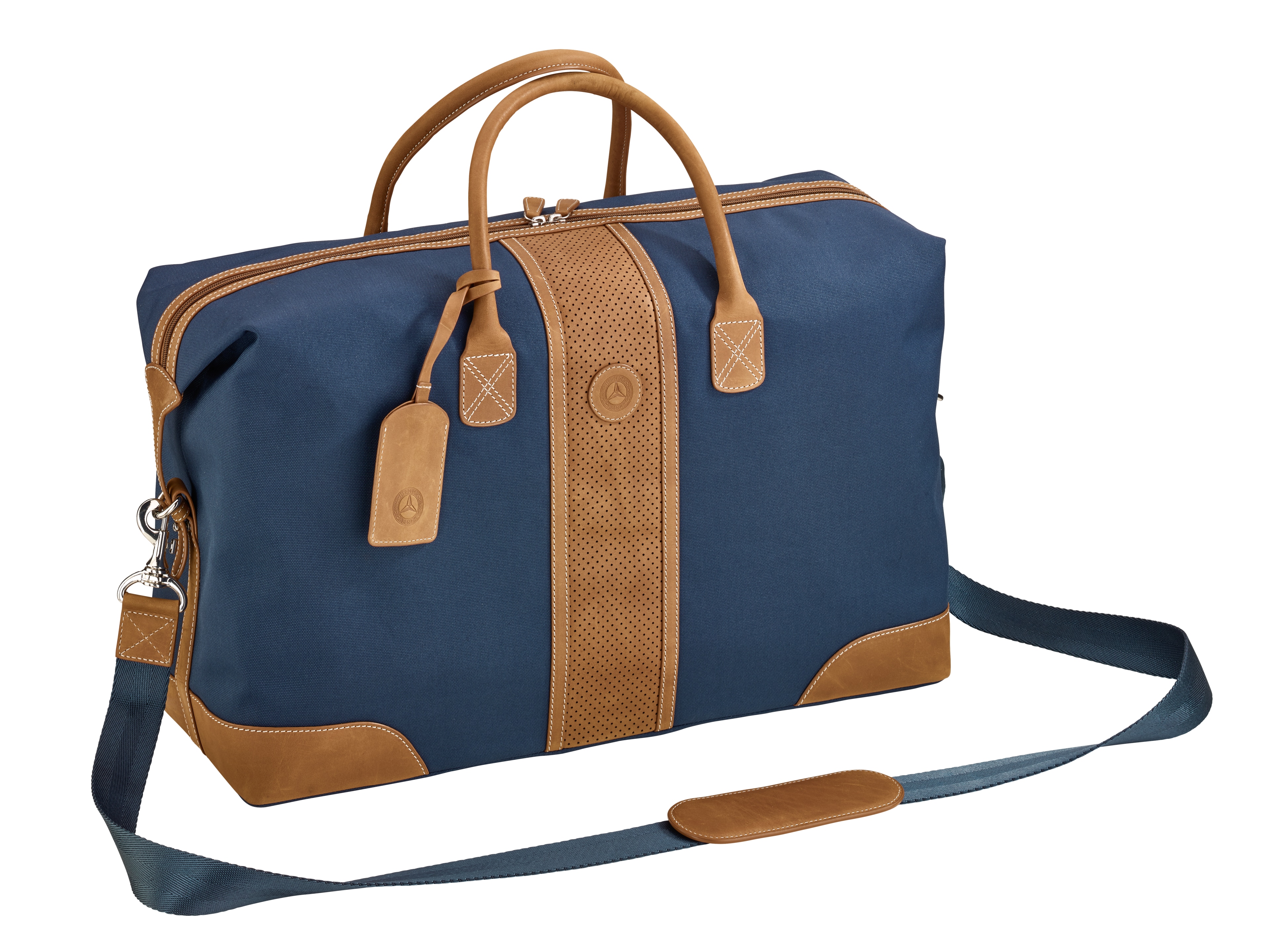 Borsa weekend - blu / cognac, Poliestere (riciclato)
