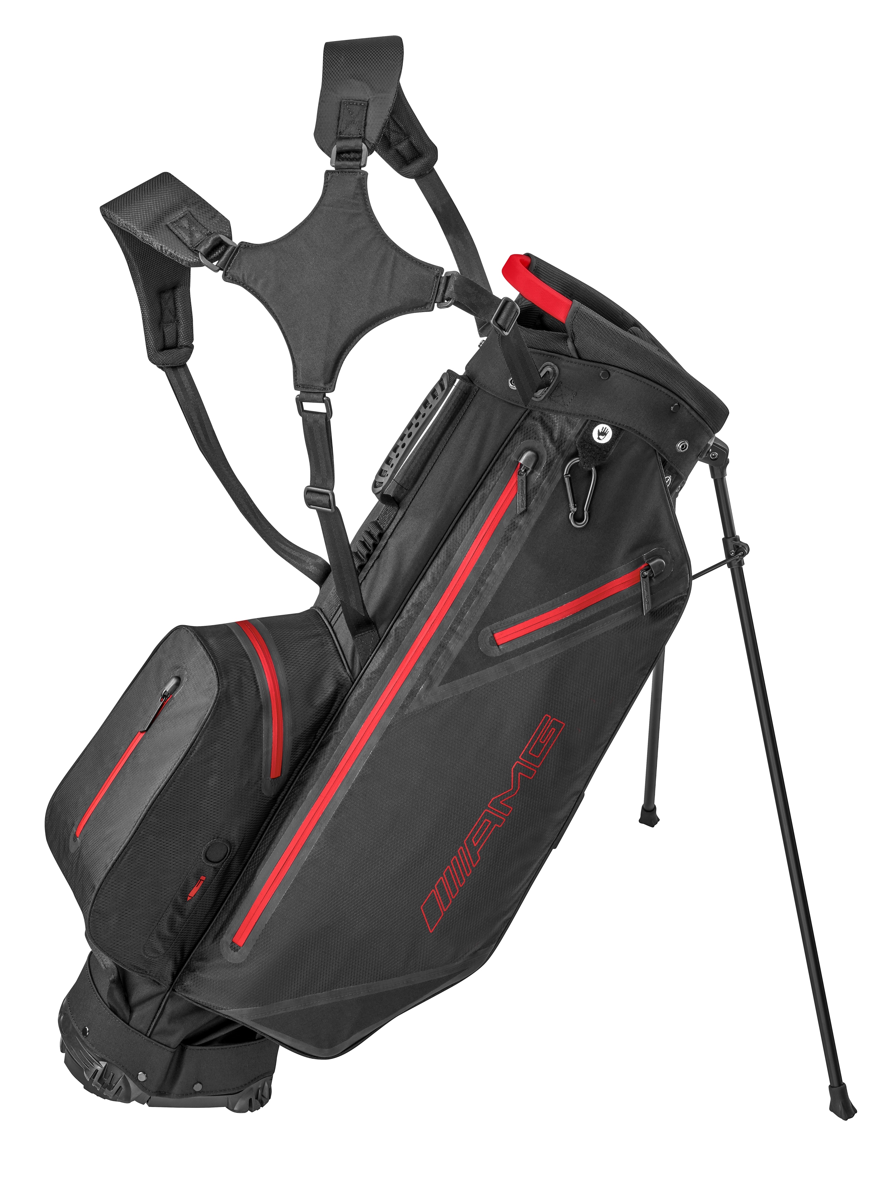 Sacca da golf con cavalletto AMG - colore nero / Rosso, poliammide