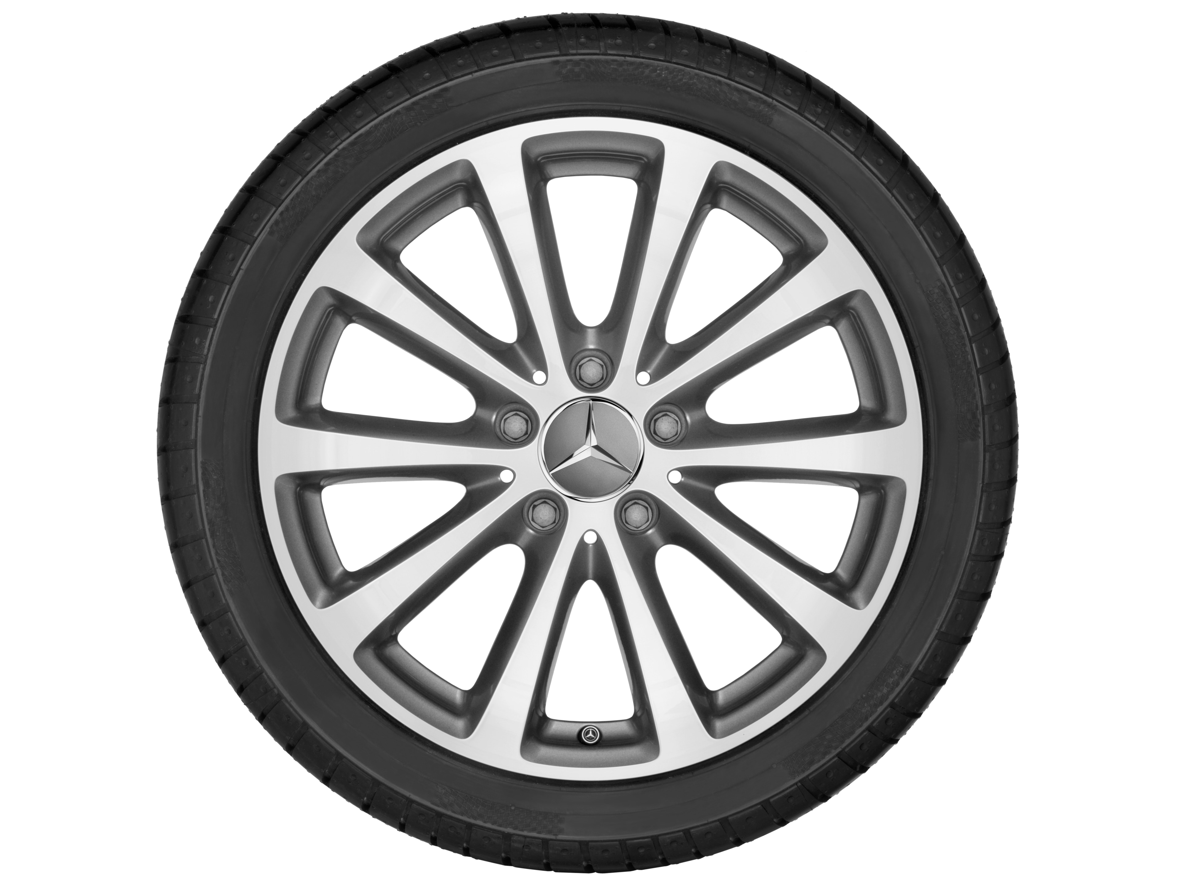 Cerchio a 10 razze, 43,2 cm (17 pollici) - 7,5 J x 17 ET 40, grigio Himalaya, Tornitura a specchio