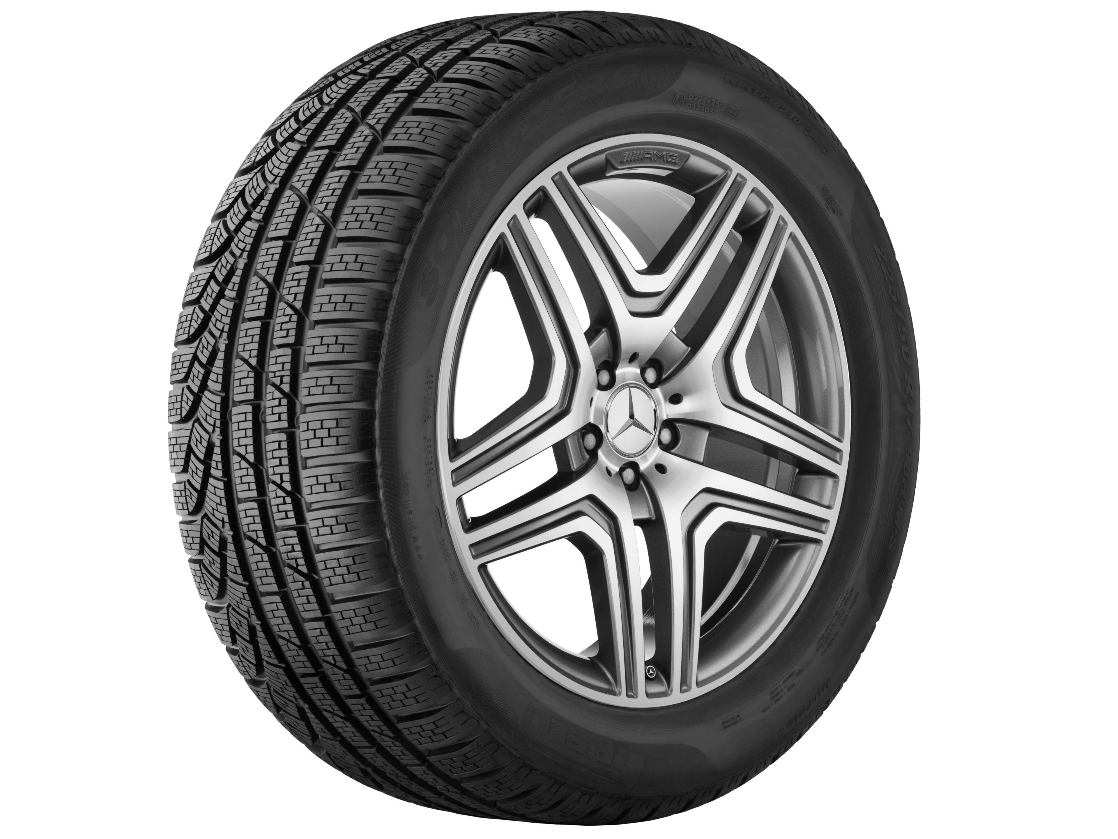 Cerchio a 5 doppie razze AMG, 53,3 cm (21 pollici), Bordo del cerchio tornito a specchio - 10 J x 21 ET 46, grigio titanio, Tornitura a specchio