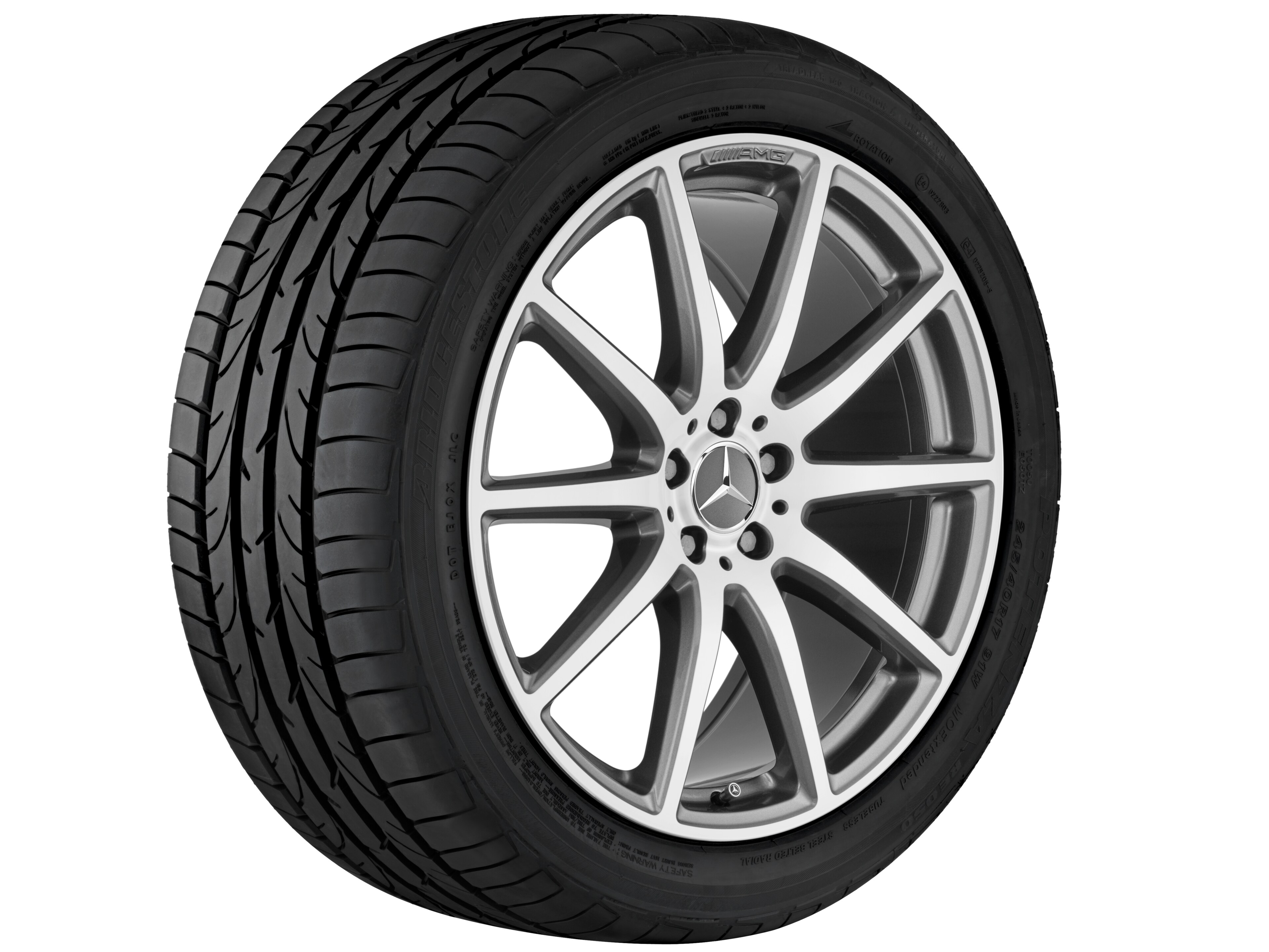 Cerchio a 10 razze AMG, 53,3 cm (21 pollici) - 11,5 J x 21 ET 42, grigio titanio, Tornitura a specchio