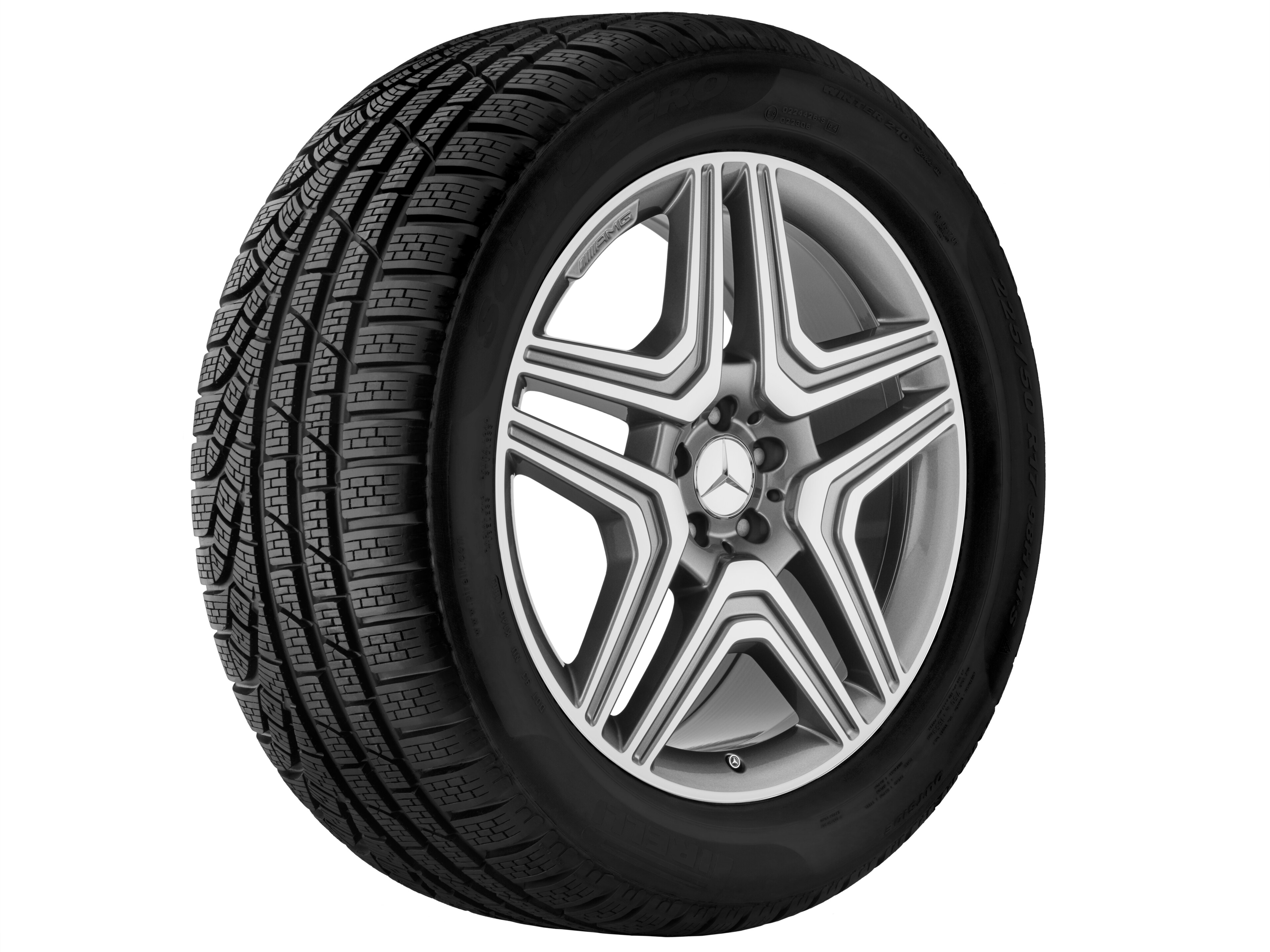 Cerchio a 5 doppie razze AMG, 53,3 cm (21 pollici) - 10 J x 21 ET 56, grigio titanio, Tornitura a specchio