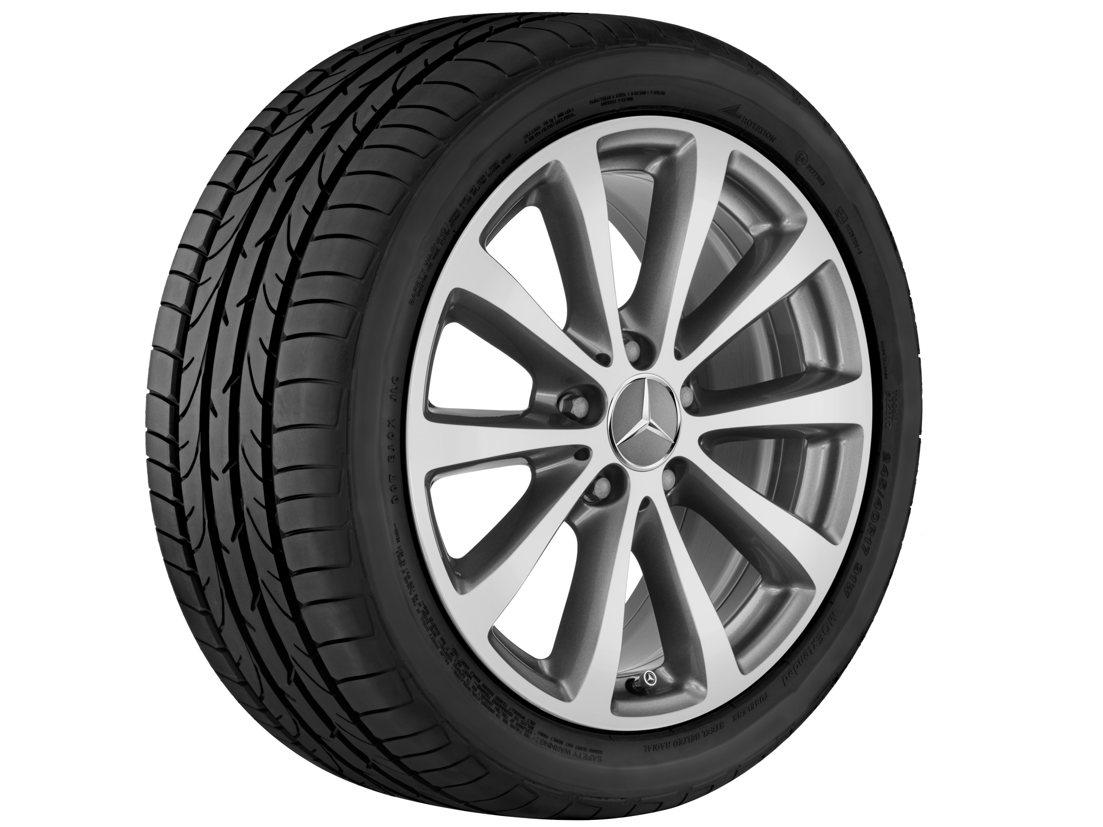 Cerchio a 10 razze, 43,2 cm (17 pollici) - 7,5 J x 17 ET 40, grigio Himalaya, Tornitura a specchio
