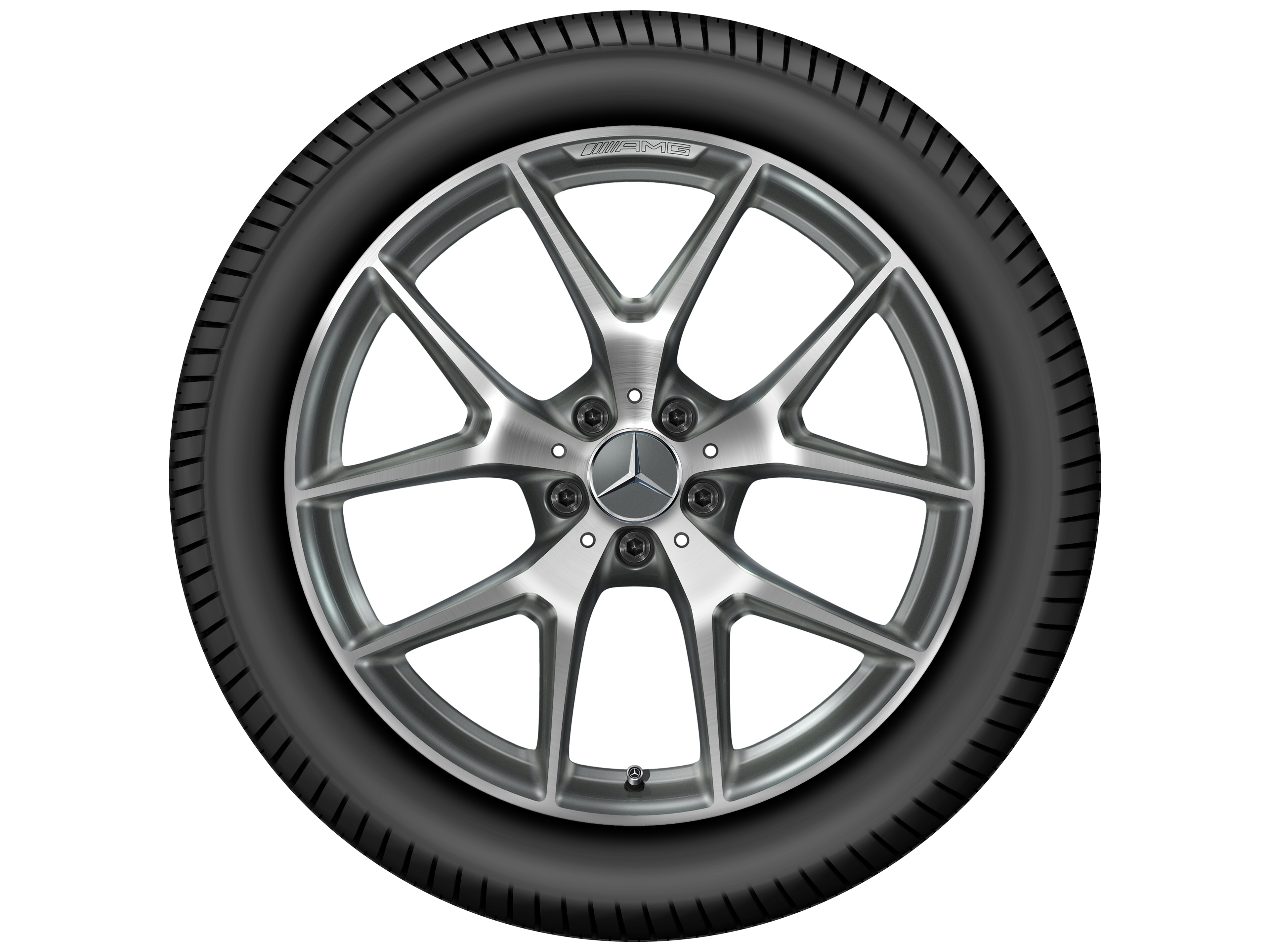 Ruota a razze incrociate AMG, 50,8 cm (20 pollici) - 8,5 J x 20 ET 40, grigio titanio, Tornitura a specchio
