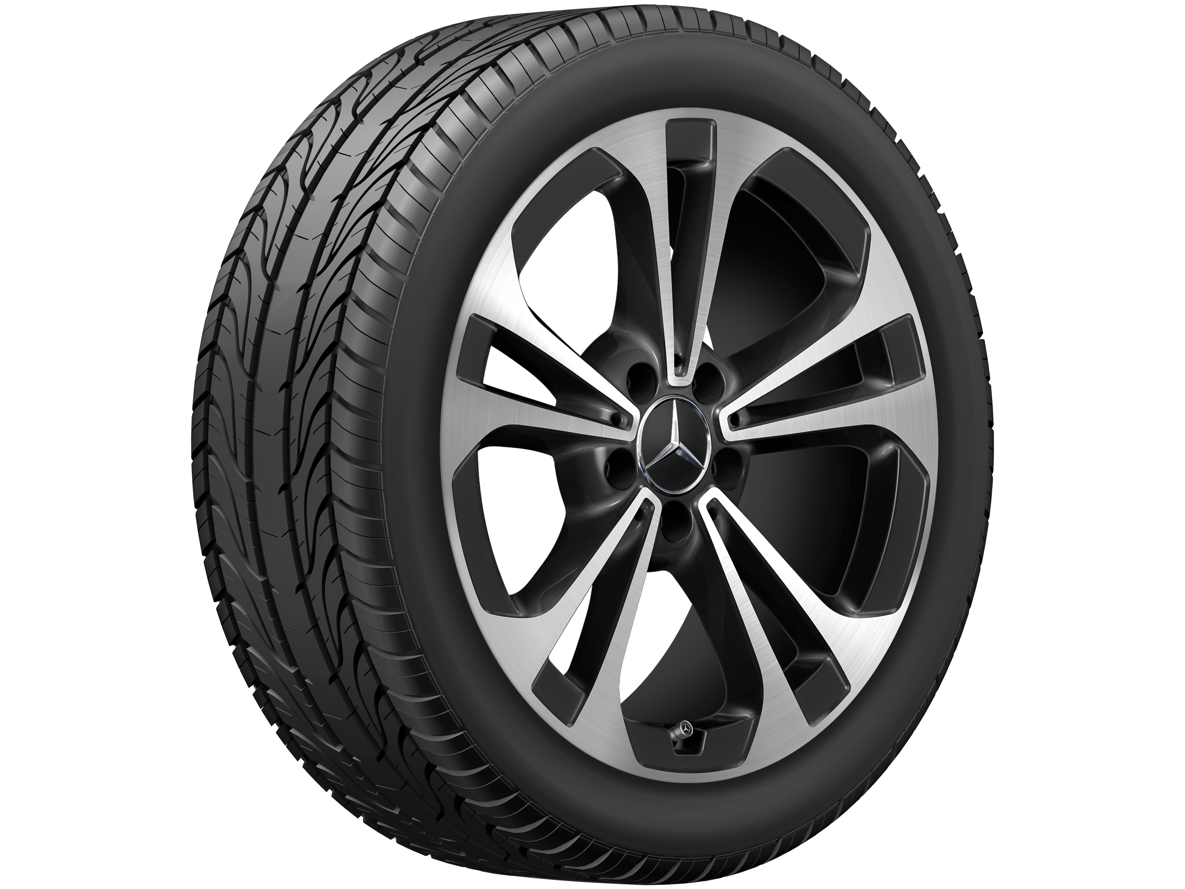 5-Doppelspeichen-Rad, Aero, 45,7 cm (18 Zoll), glanzgedreht - 8,5 J x 18 ET 52, schwarz, glanzgedreht