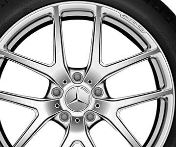 AMG Schmiederad, im 5-Doppelspeichen-Design, 53,3 cm (21 Zoll) - 10 J x 21 ET 45, silberfarben, hochglanzpoliert