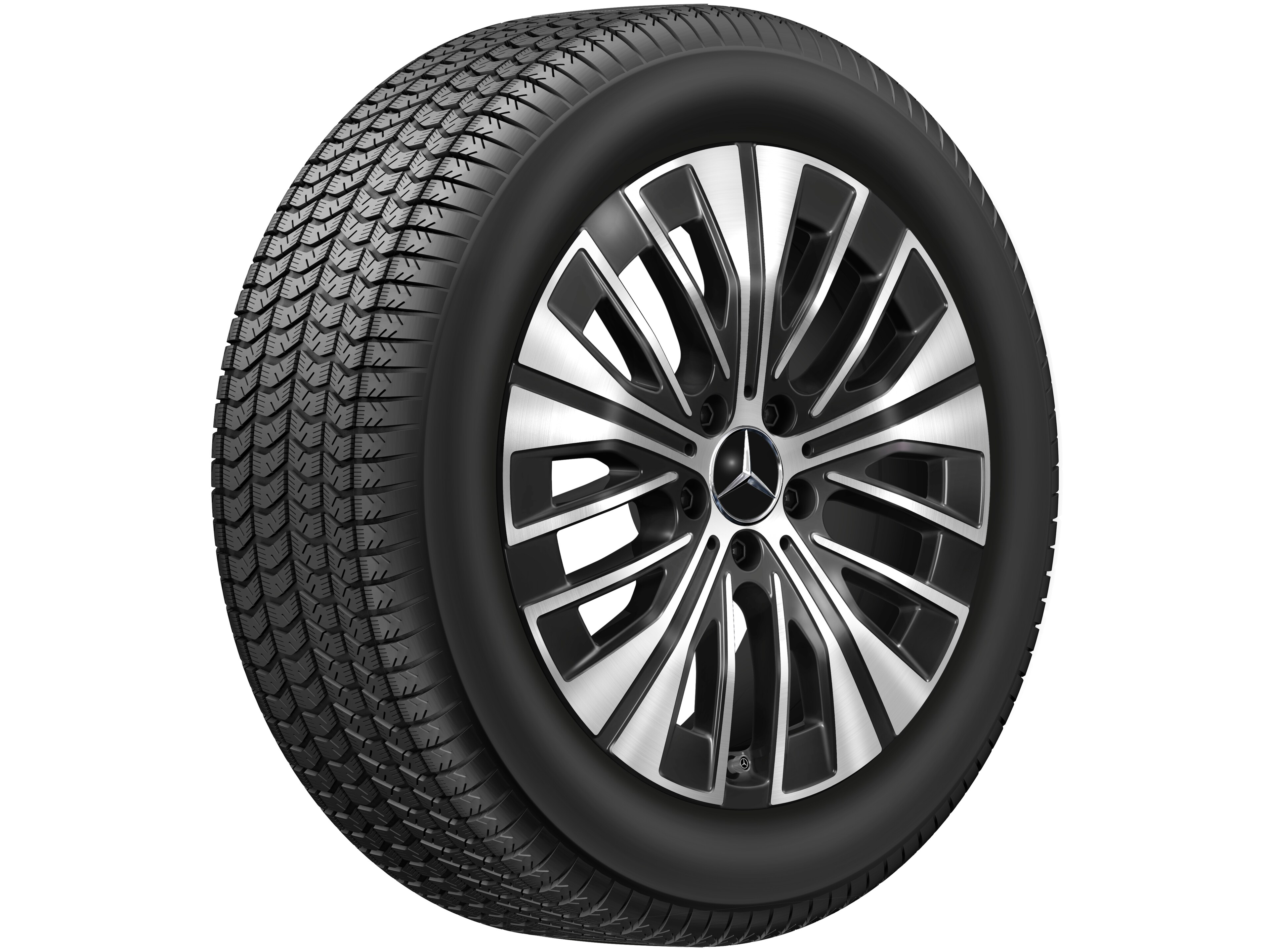 Cerchio a 5 triple razze, 45,7 cm (18 pollici) - 7,5 J x 18 ET 53,5, colore nero, Tornitura a specchio