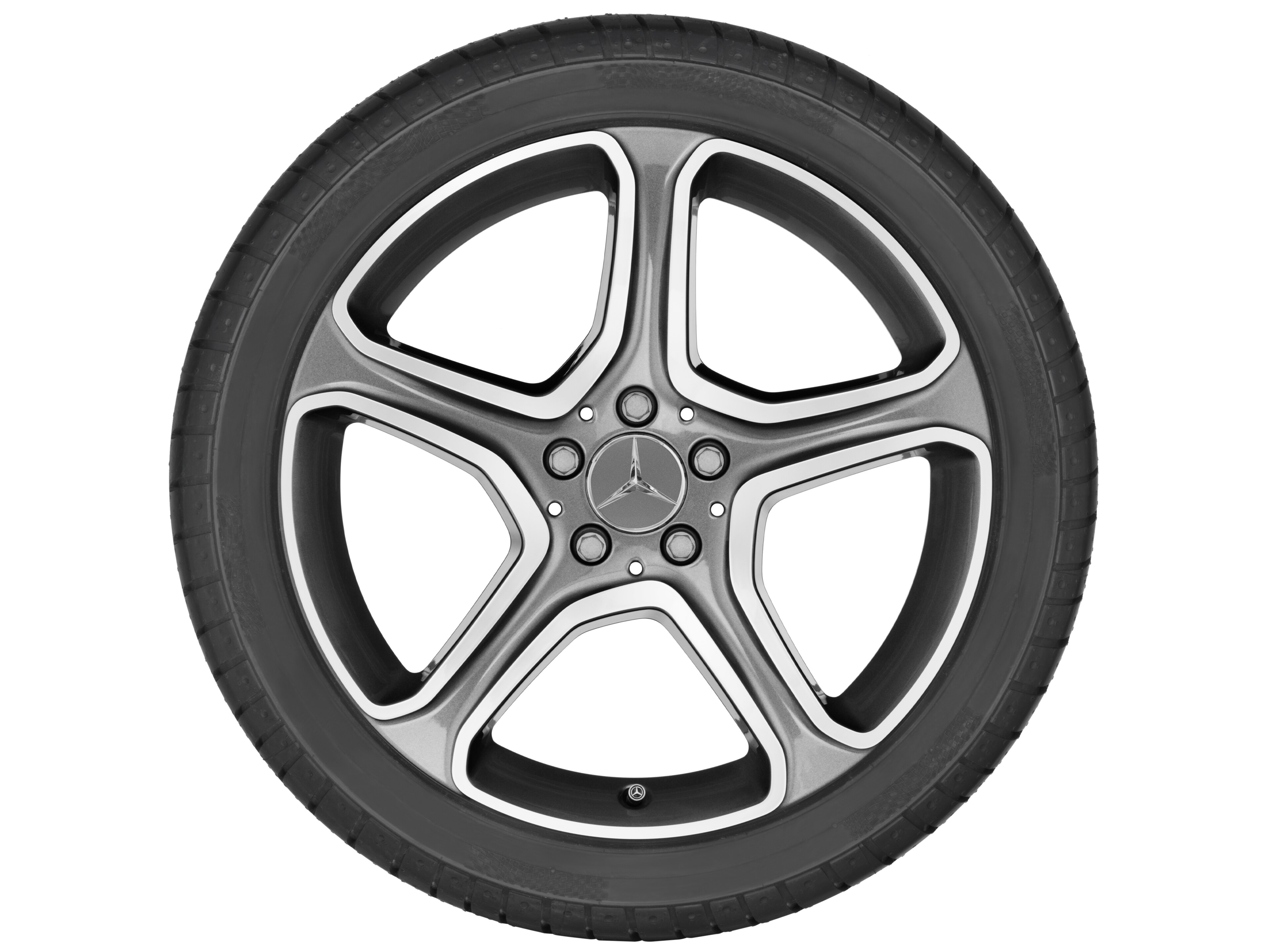 5-Speichen-Rad, 48,3 cm (19 Zoll) - 7,5 J x 19 ET 47, grau Himalaya, glanzgedreht