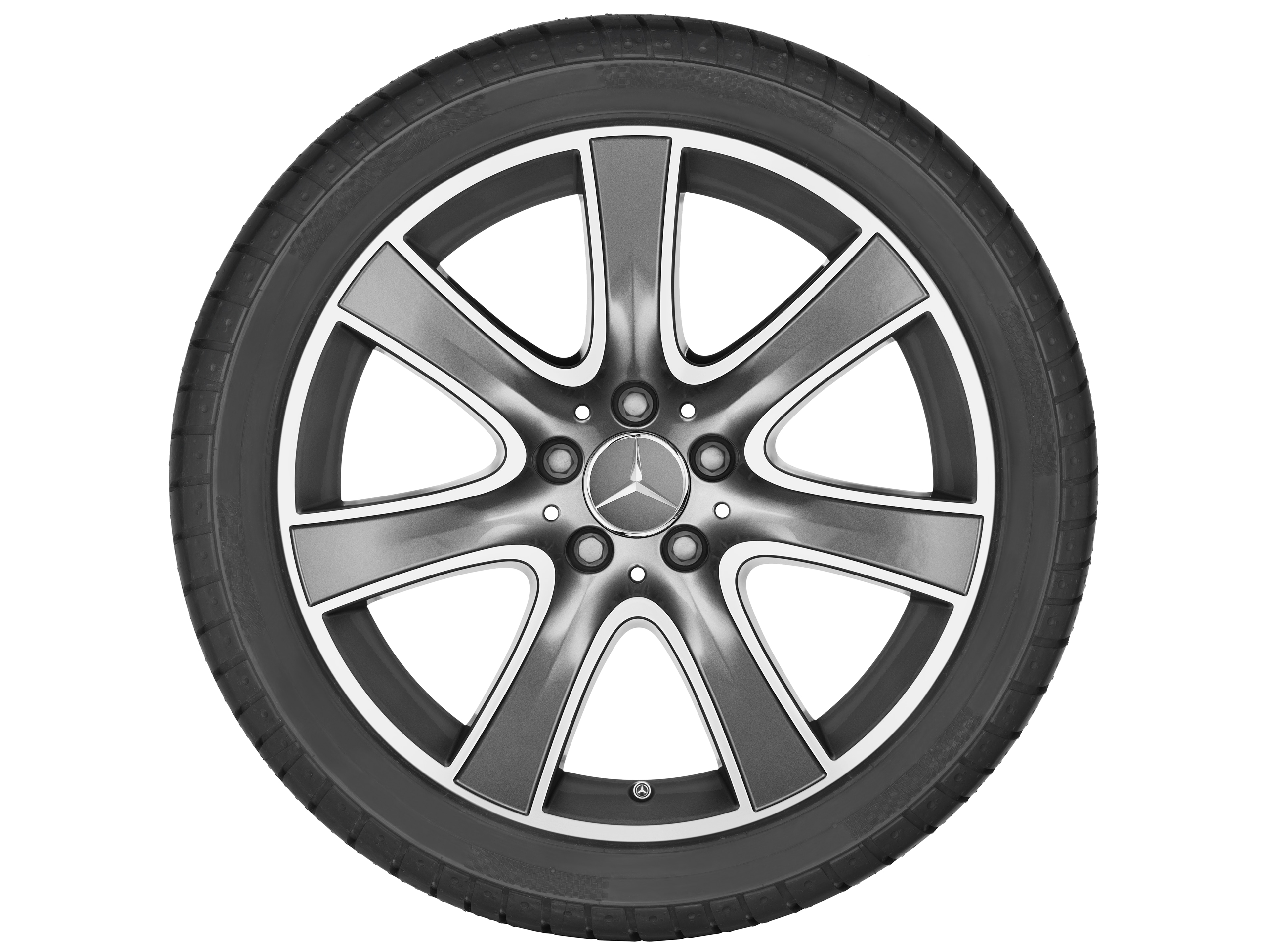 Cerchio a 7 razze, 45,7 cm (18 pollici) - 8 J x 18 ET 41, grigio Himalaya, Tornitura a specchio
