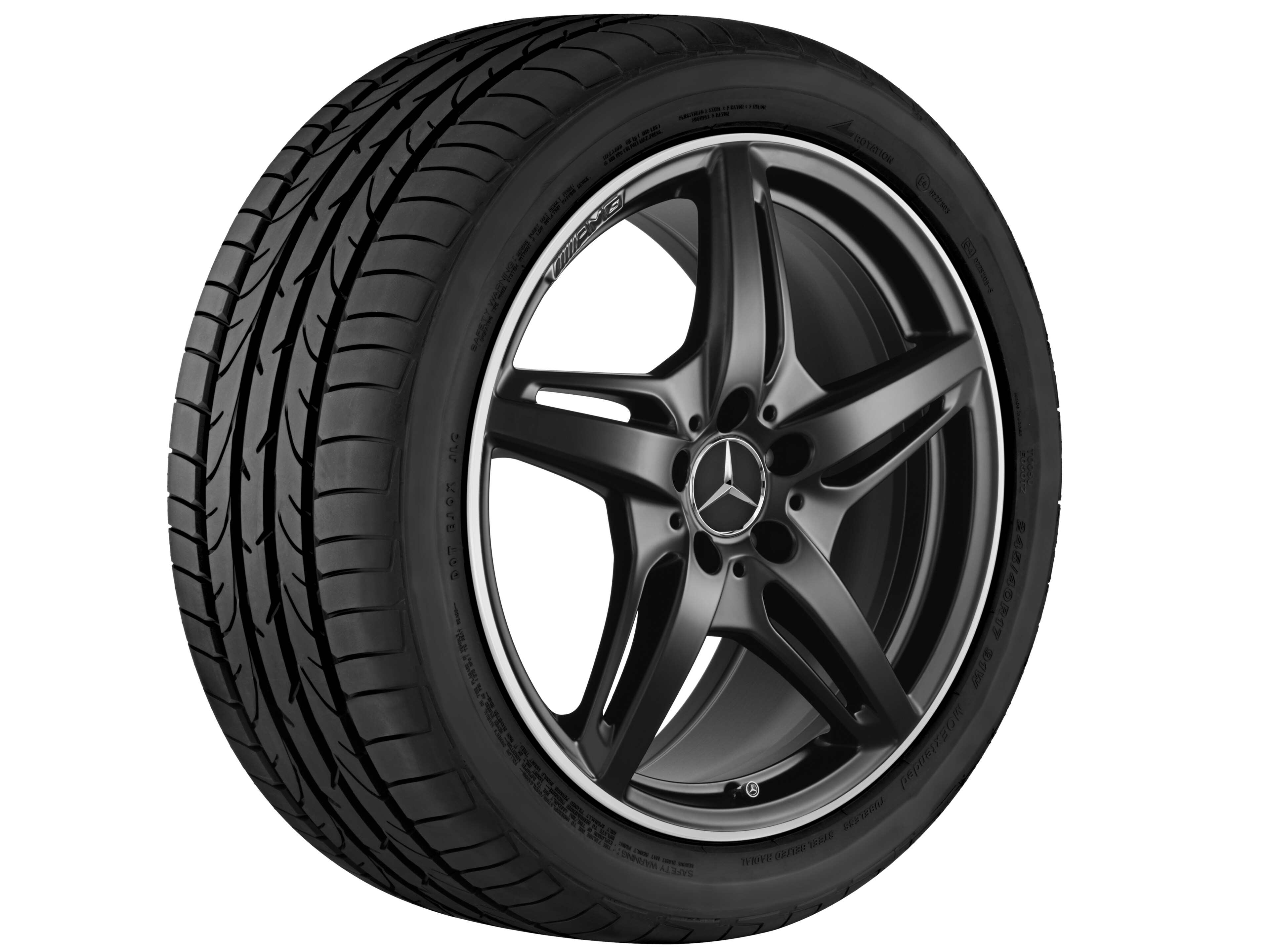 Cerchio a 5 razze AMG, 50,8 cm (20 pollici), Bordo del cerchio tornito a specchio - 11 J x 20 ET 68, nero opacizzato