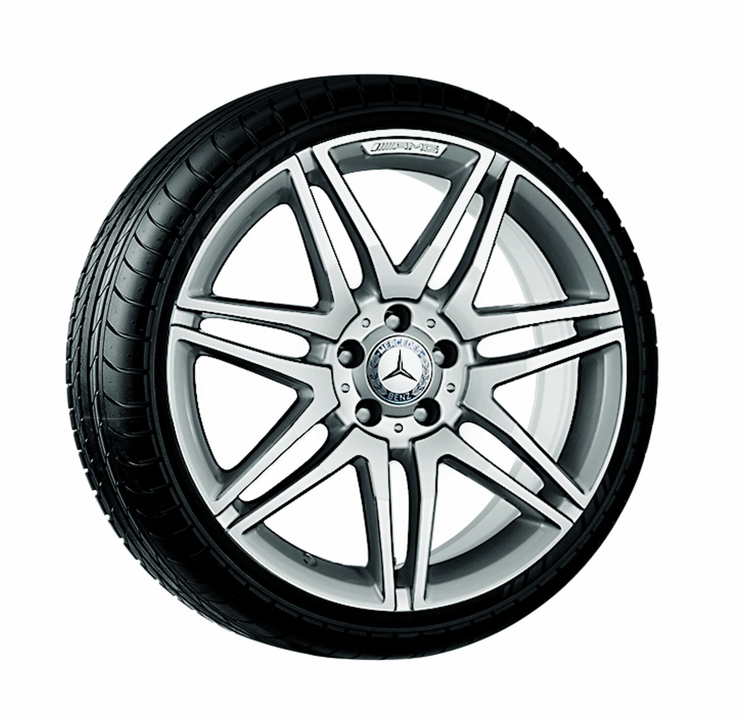 Cerchio a 7 doppie razze AMG, 48,3 cm (19 pollici) - 8,5 J x 19 ET 44, argento, Tornitura a specchio