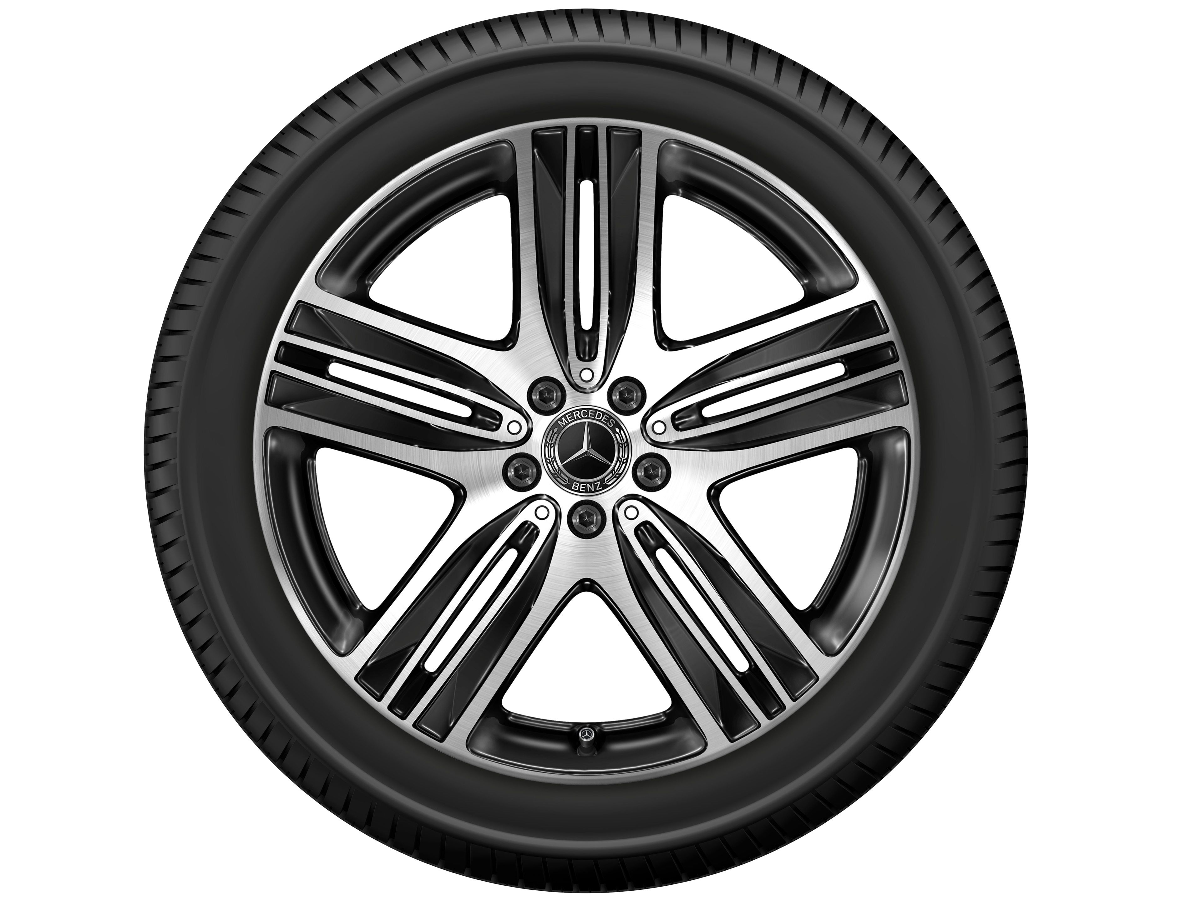 Cerchio a 5 razze, 50,8 cm (20 pollici), con tornitura a specchio - 8,5 J x 20 ET 30, colore nero, Tornitura a specchio