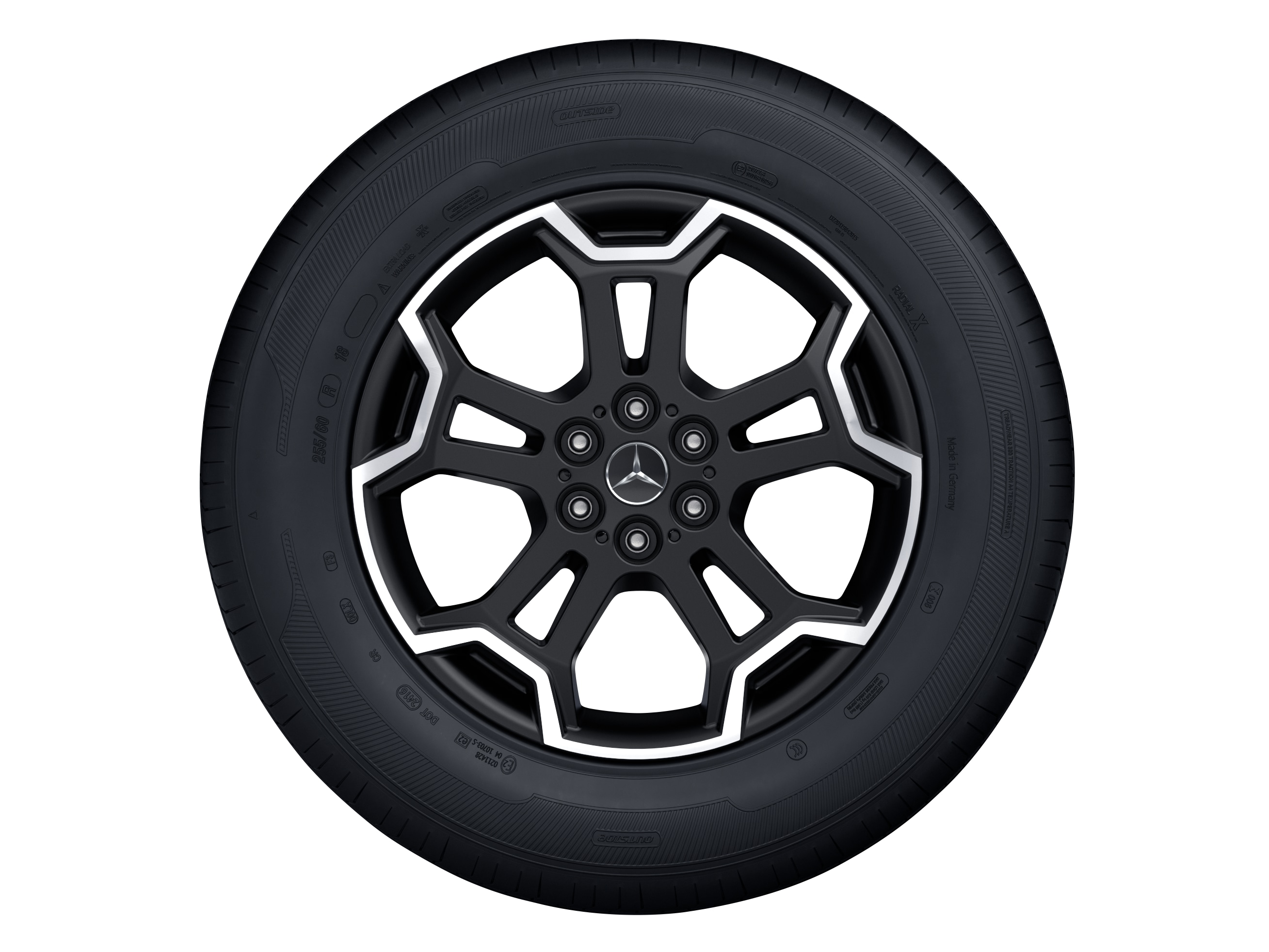 Cerchio a 5 doppie razze, 45,7 cm (18 pollici) - 7,5 J x 18 ET 50, colore nero, Tornitura a specchio