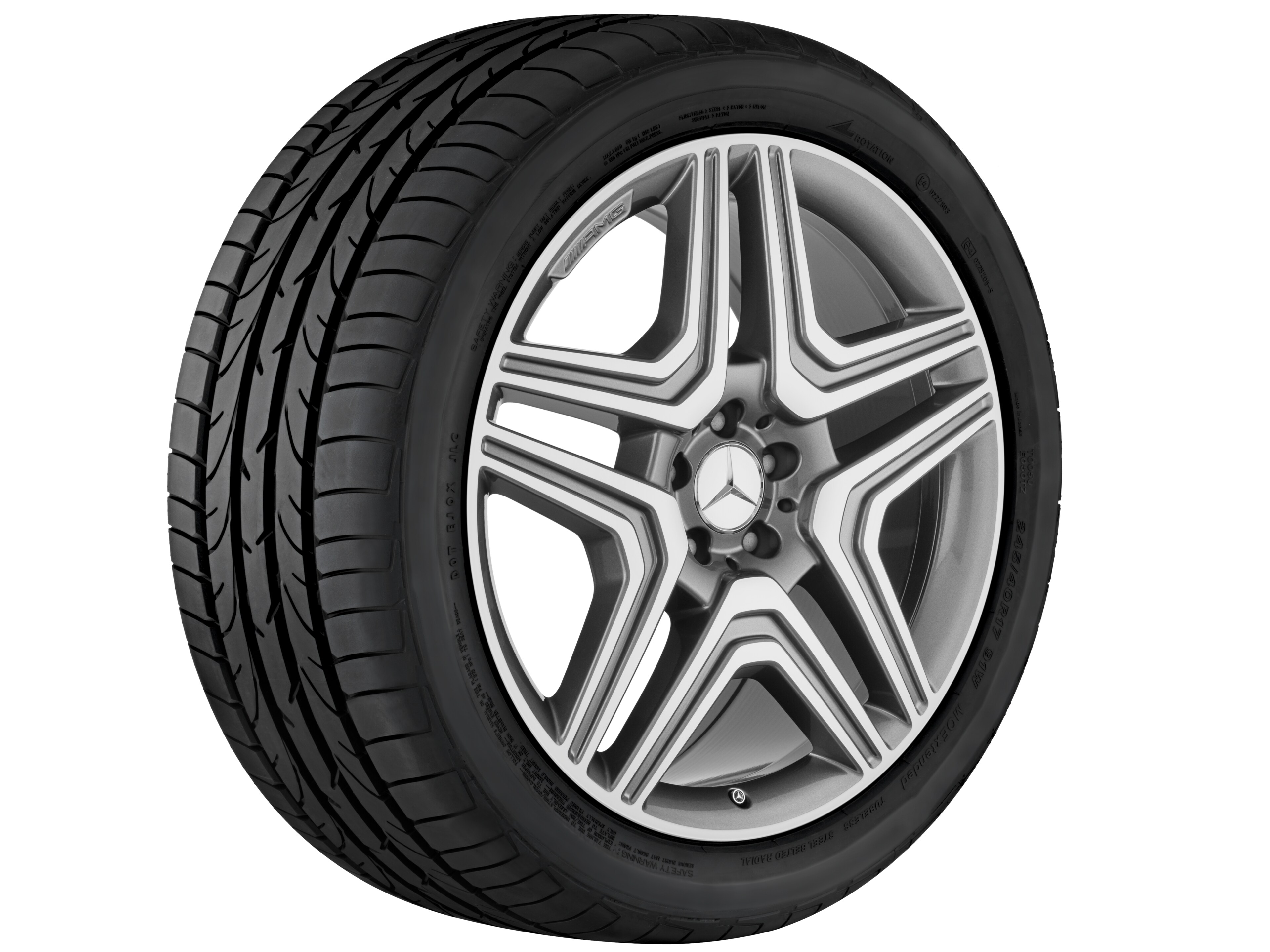 Cerchio a 5 doppie razze AMG, 53,3 cm (21 pollici) - 10 J x 21 ET 56, grigio titanio, Tornitura a specchio
