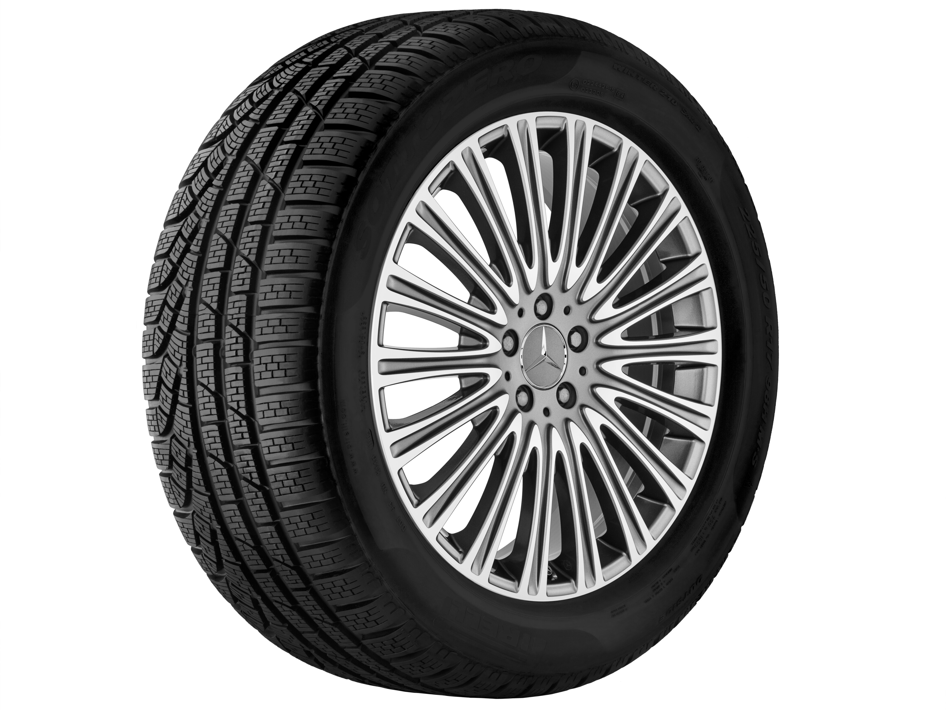 Cerchio a razze multiple, 50,8 cm (20 pollici), con tornitura a specchio - 8 J x 20 ET 43, grigio Himalaya, Tornitura a specchio
