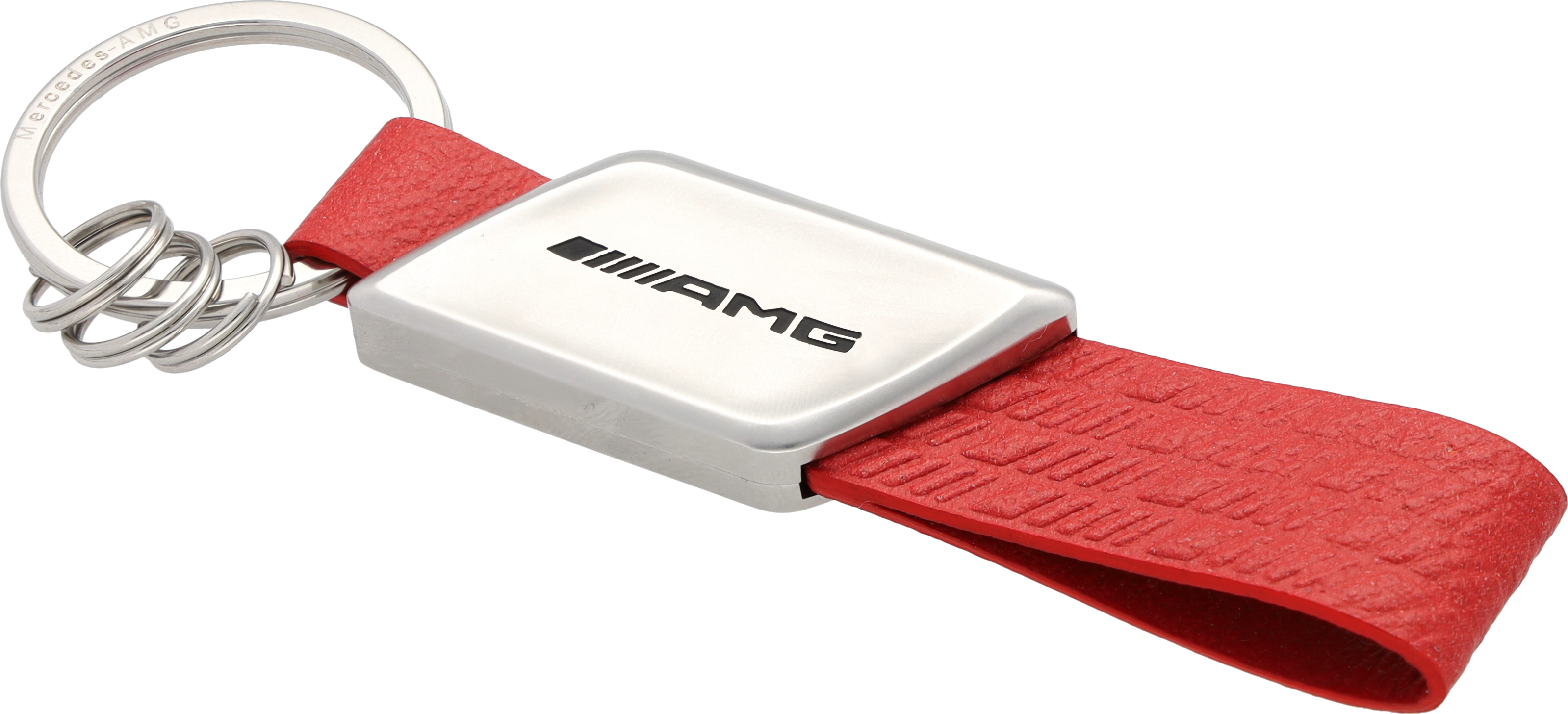 Portachiavi AMG - Rosso / argento, acciaio inox / Pelle di mele (vegan)
