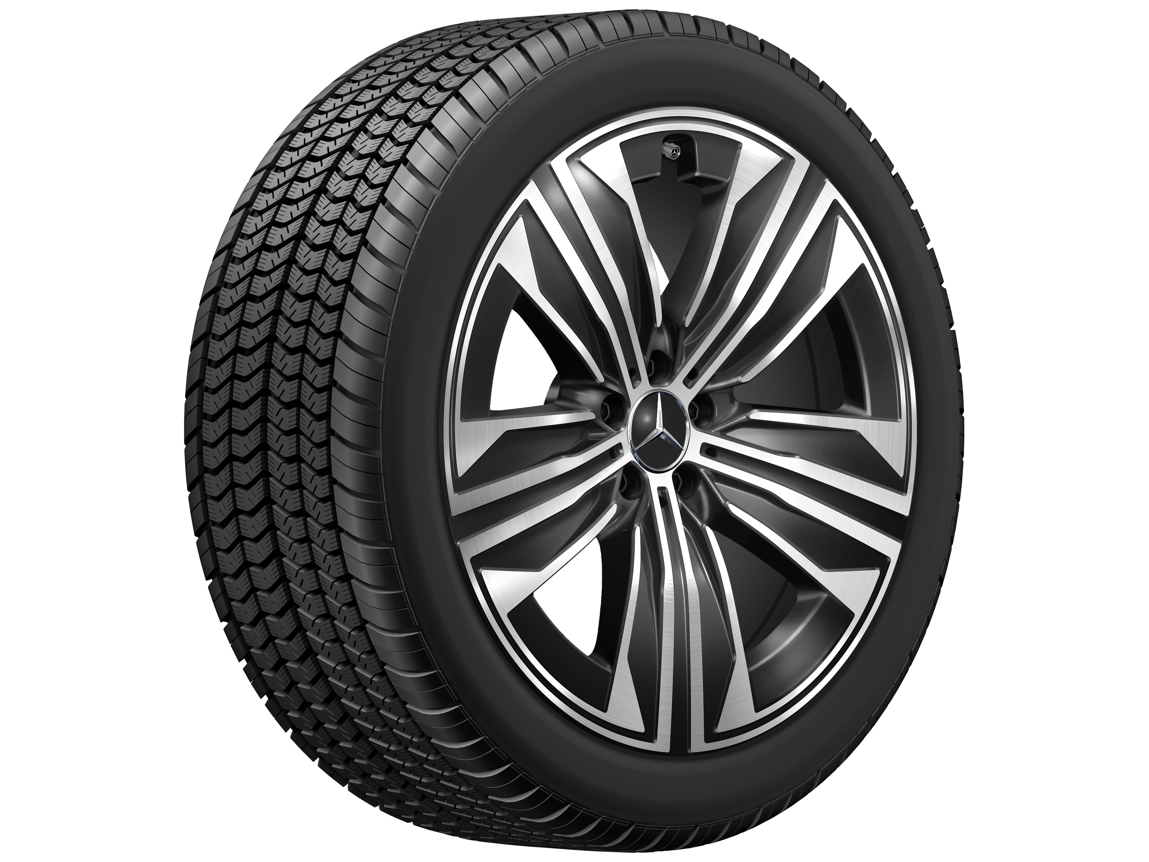 Cerchio a 5 razze, Aero, 53,3 cm (21 pollici), con tornitura a specchio - 9,5 J x 21 ET 30,1, colore nero, Tornitura a specchio
