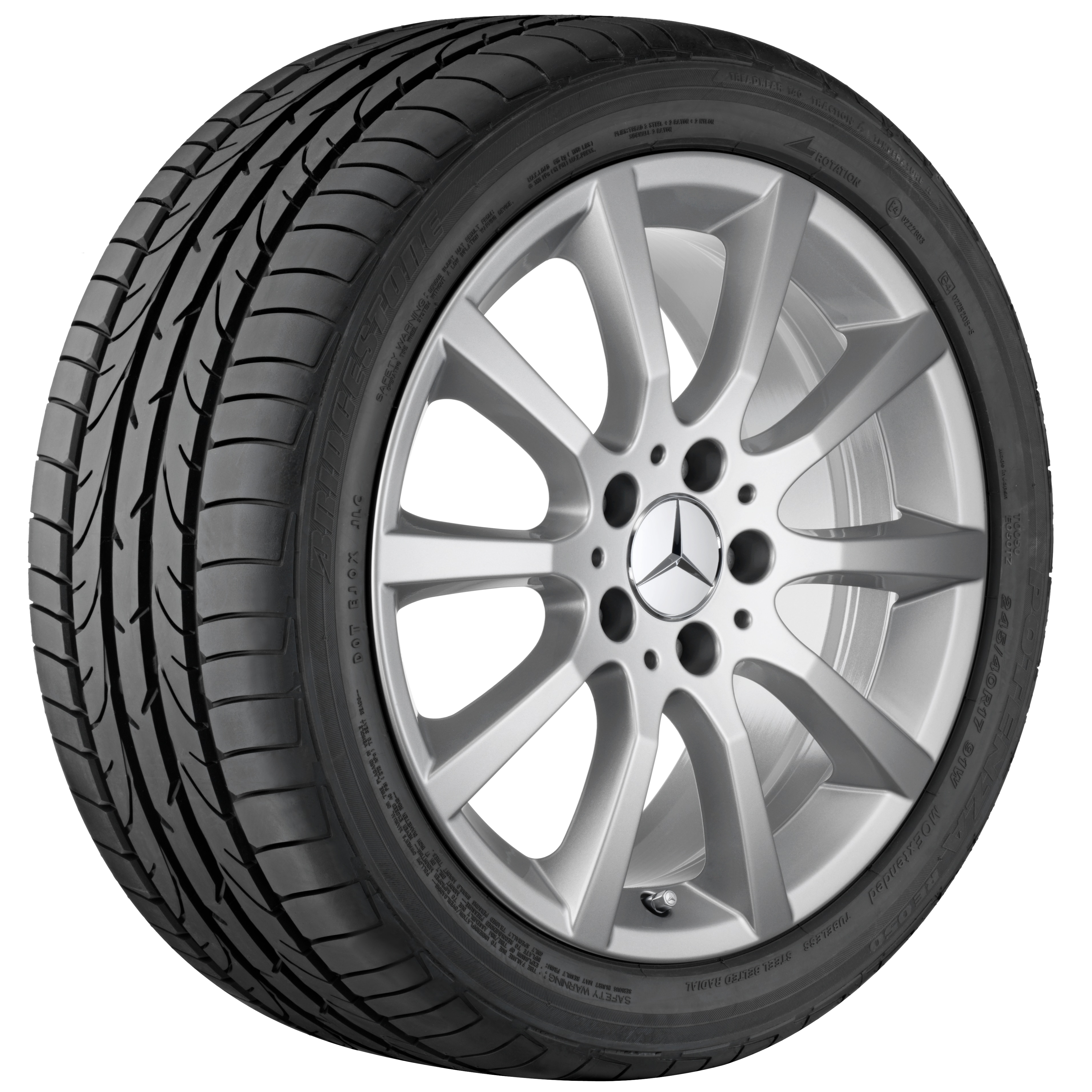 Cerchio a 10 razze, 43,2 cm (17 pollici) - 8,5 J x 17 ET 36, argento titanio