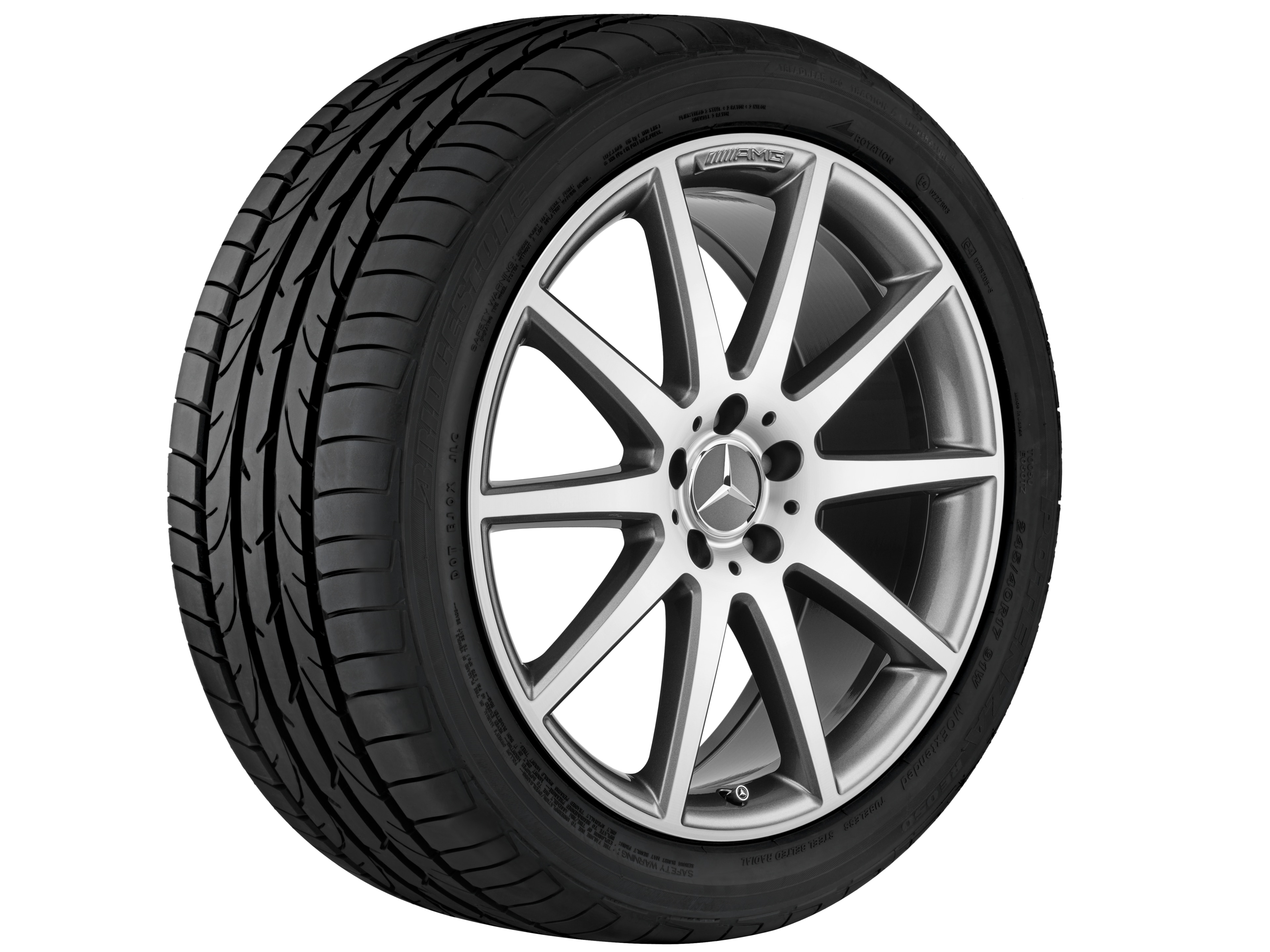 Cerchio a 10 razze AMG, 48,3 cm (19 pollici) - 8 J x 19 ET 19, grigio titanio, Tornitura a specchio