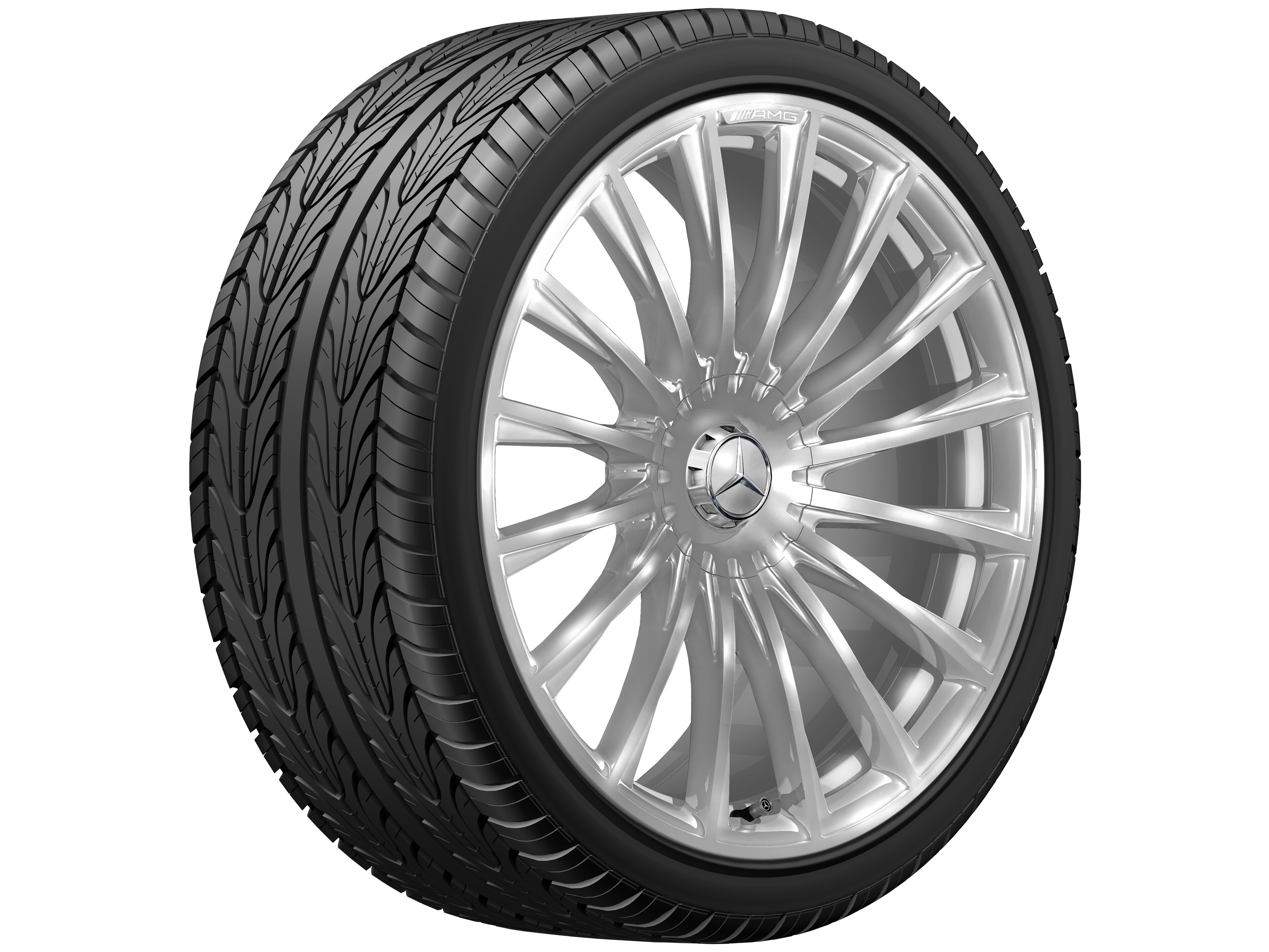 Cerchio fucinato AMG con design a razze multiple, 53,3 cm (21 pollici) - 10,5 J x 21 ET 50, argento, lucidato ad alta lucidità