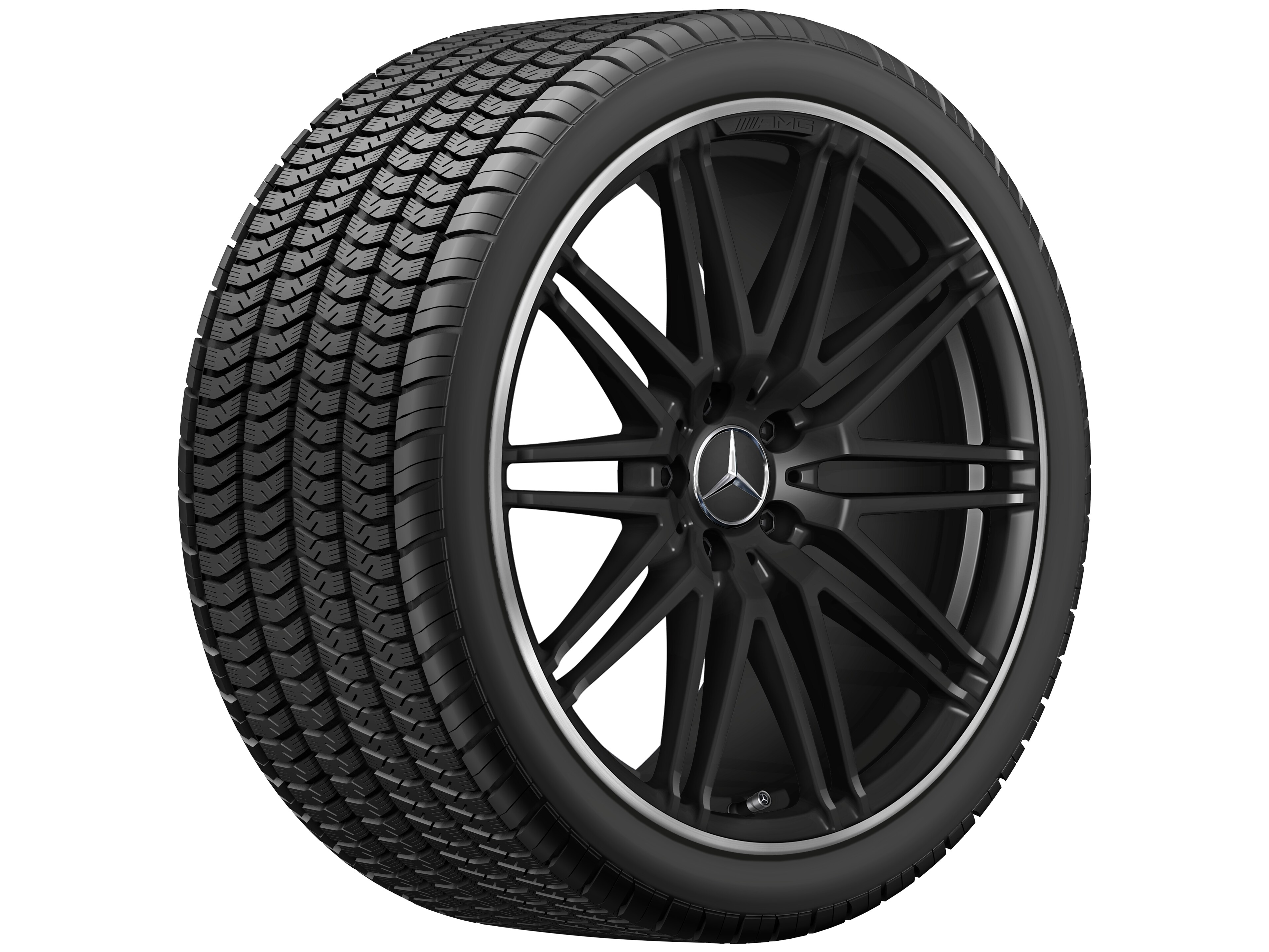 Cerchio fucinato AMG con design a 10 razze, 50,8 cm (20 pollici), Bordo del cerchio tornito a specchio - 11 J x 20 ET 68, nero opacizzato, Bordo del cerchio tornito a specchio