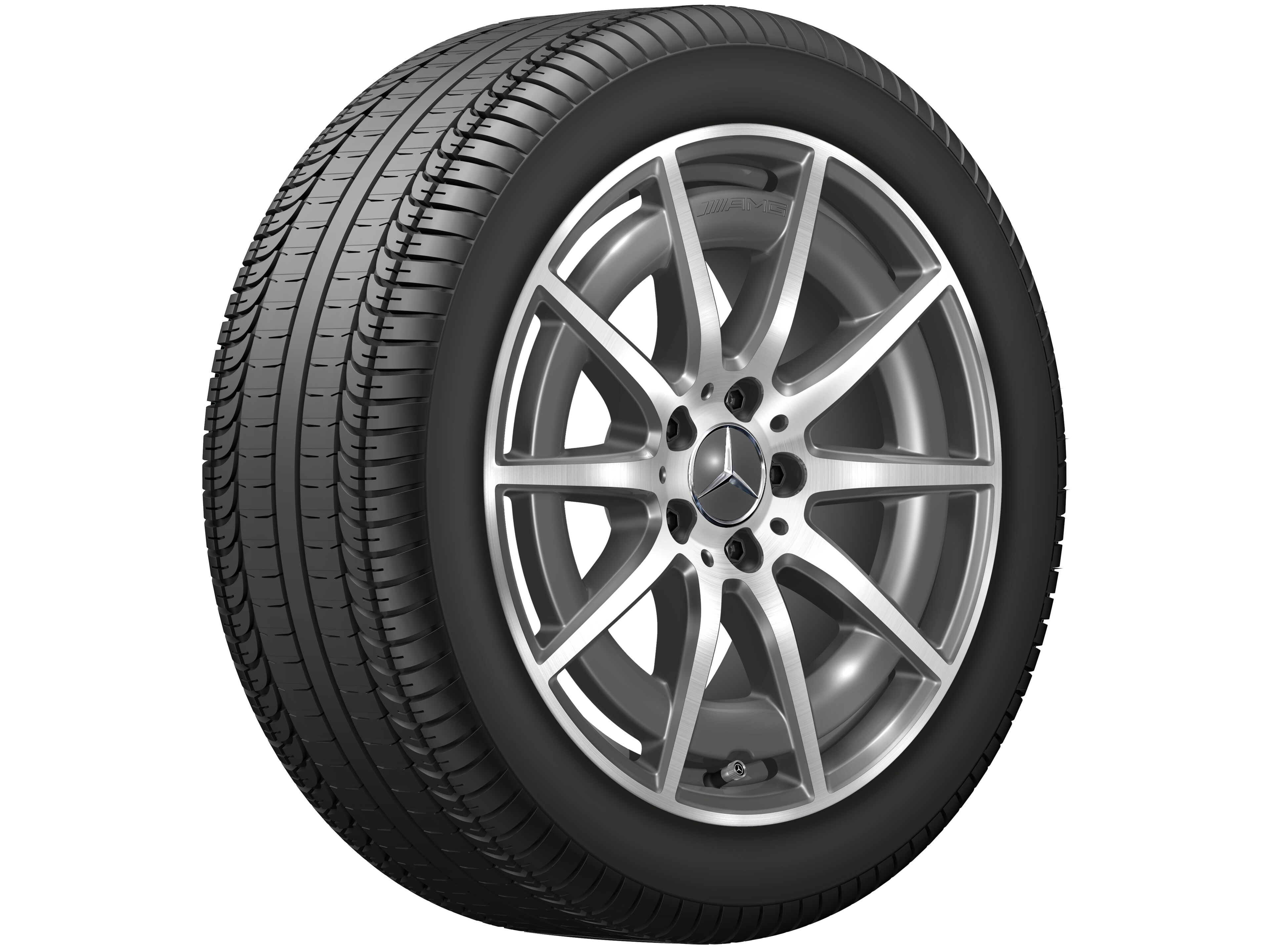 Cerchio a 10 razze AMG, 45,7 cm (18 pollici) - 8 J x 18 ET 43,1, Grigio tantalio, Tornitura a specchio