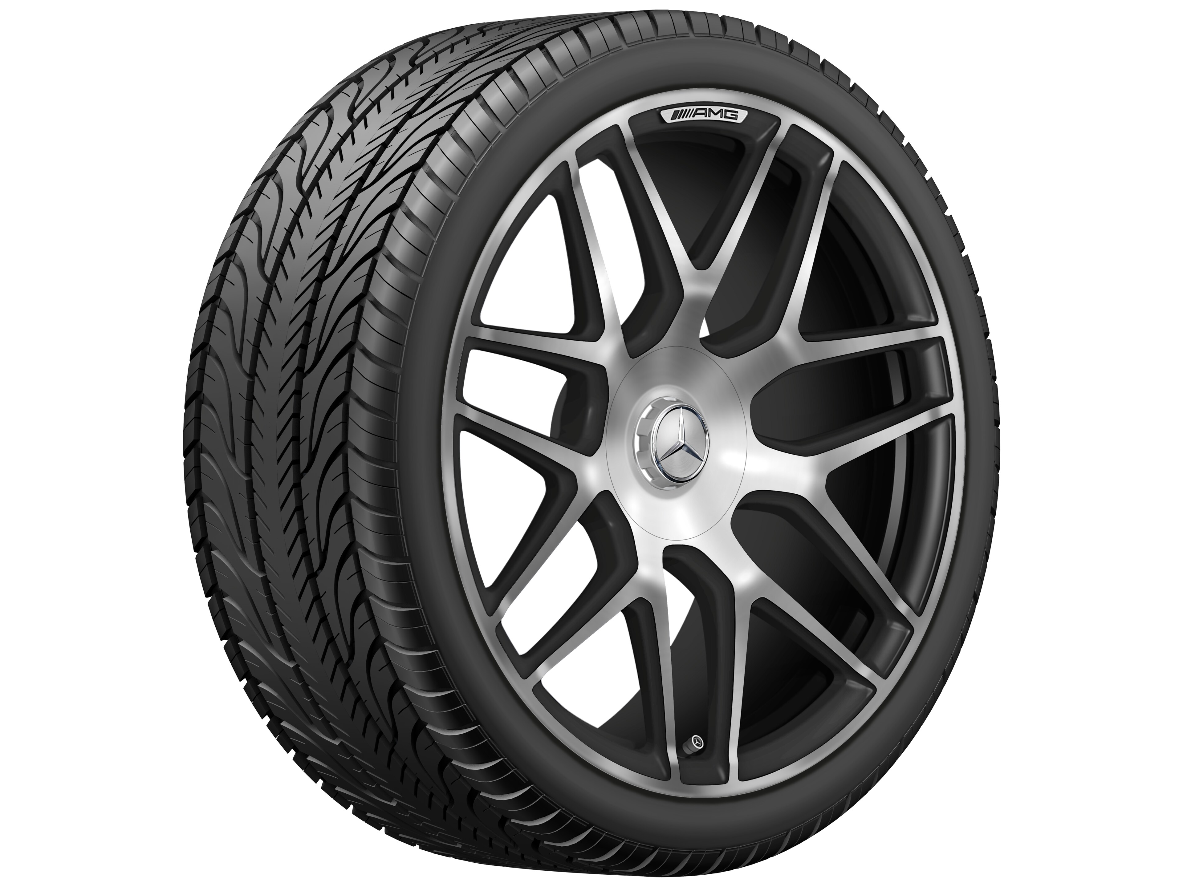 Cerchio fucinato AMG con design a razze incrociate, 55,9 cm (22 pollici) - 10 J x 22 ET 36, nero opacizzato, Tornitura a specchio