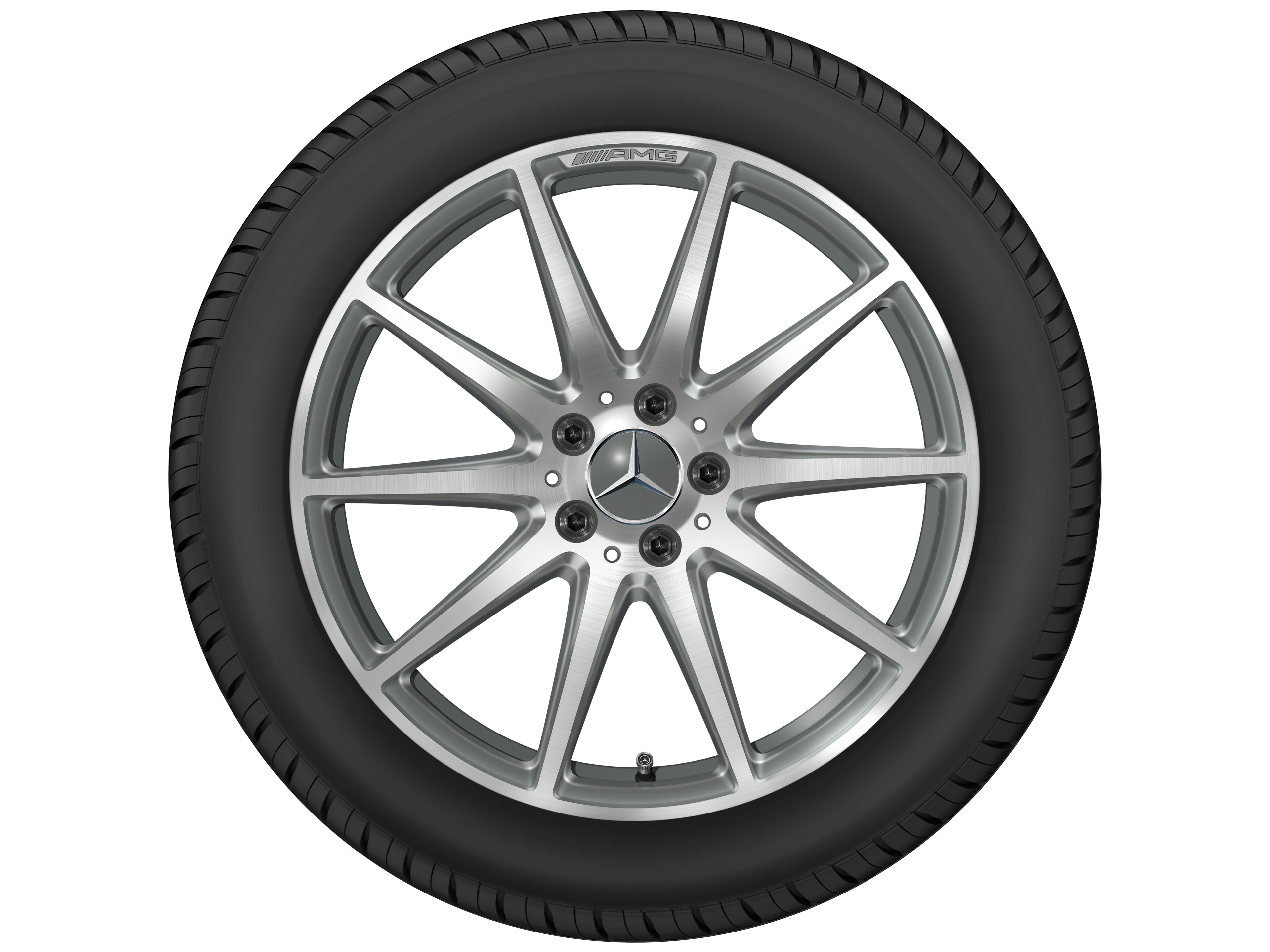 Cerchio a 10 razze AMG, 48,3 cm (19 pollici) - 11 J x 19 ET 53, grigio titanio, Tornitura a specchio