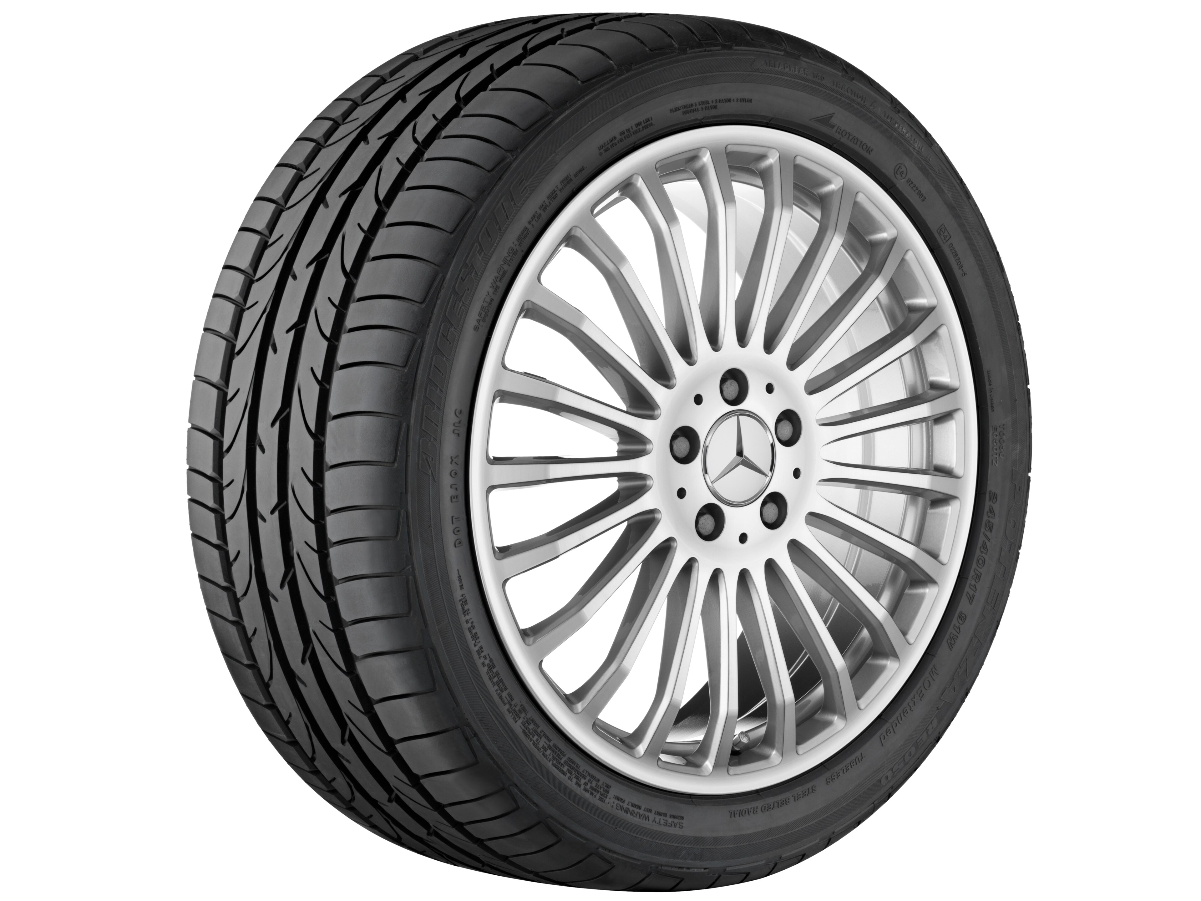 Cerchio a 21 razze, 48,3 cm (19 pollici) - 8 J x 19 ET 67, argento titanio, Tornitura a specchio