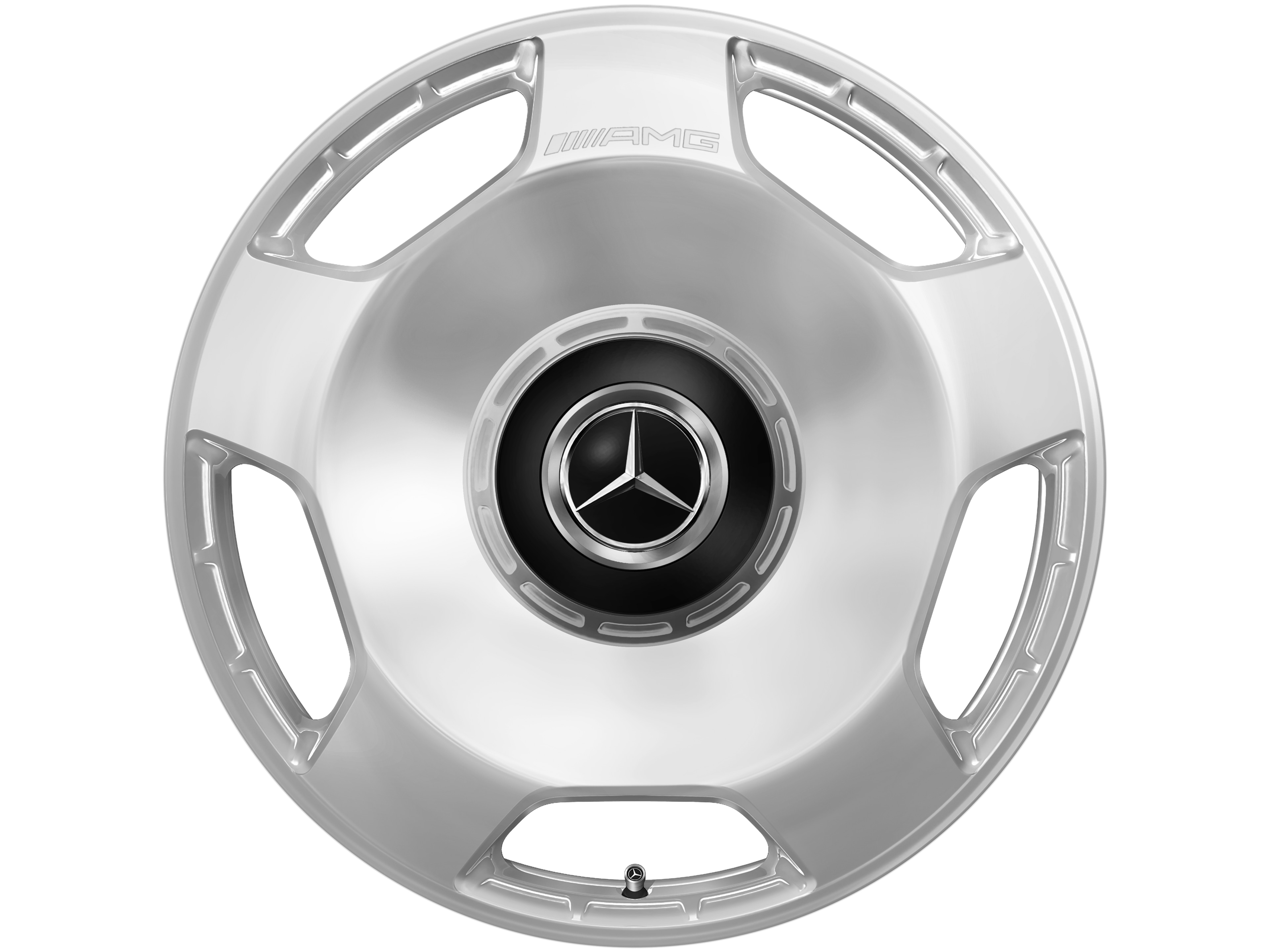 Cerchio fucinato AMG con design a 5 fori, 53,3 cm (21 pollici) - 10 J x 21 ET 30, argento, lucidato ad alta lucidità