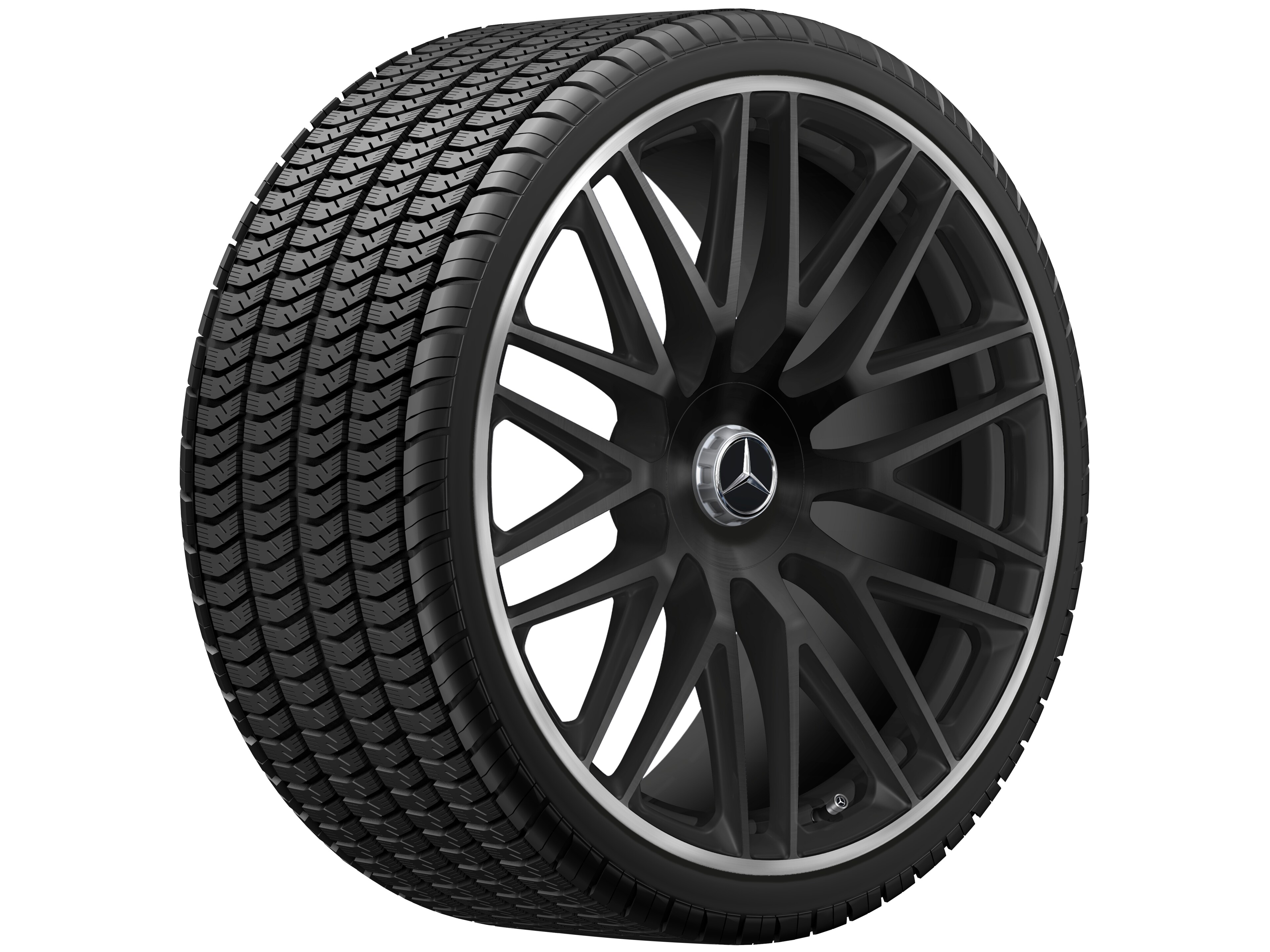 AMG Schmiederad im Vielspeichen-Design, 58,4 cm (23 Zoll), Felgenhorn glanzgedreht - 11,5 J x 23 ET 47, schwarz matt, Felgenhorn glanzgedreht