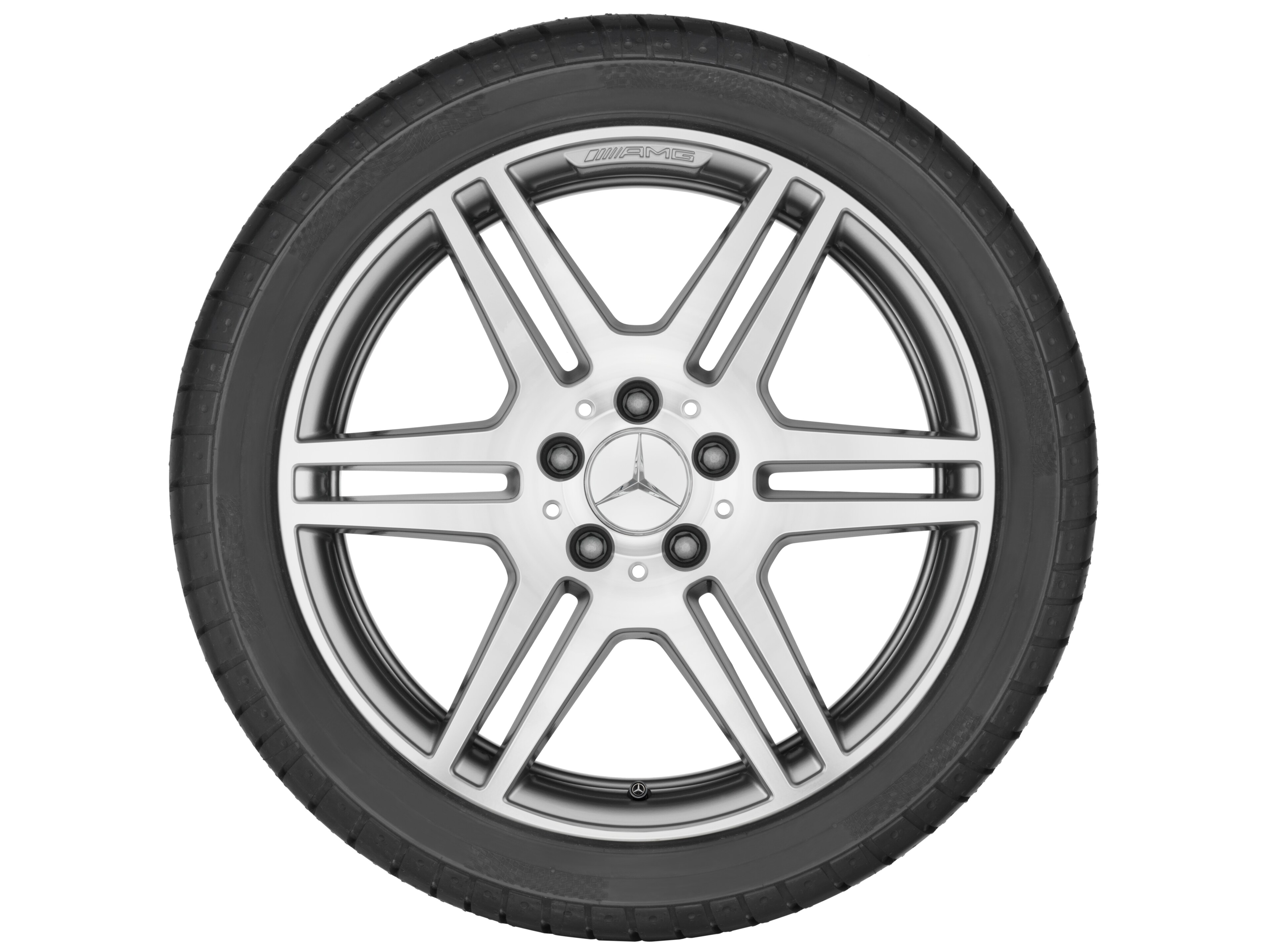 Cerchio a 6 doppie razze AMG, 45,7 cm (18 pollici) - 8,5 J x 18 ET 48, argento, Tornitura a specchio