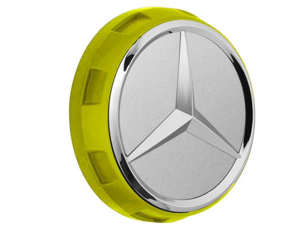 Coprimozzo AMG, con design da chiusura centrale, per diametro del foro di centraggio 71,8 mm - giallo