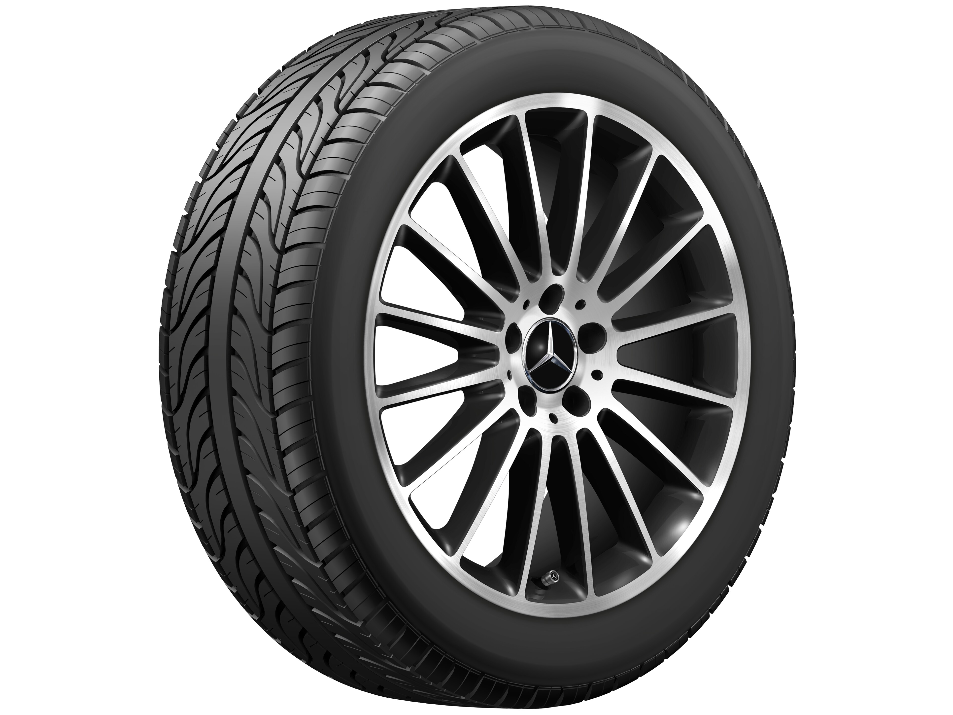 Cerchio a 16 razze, 48,3 cm (19 pollici) - 8 J x 19 ET 52, colore nero, Tornitura a specchio