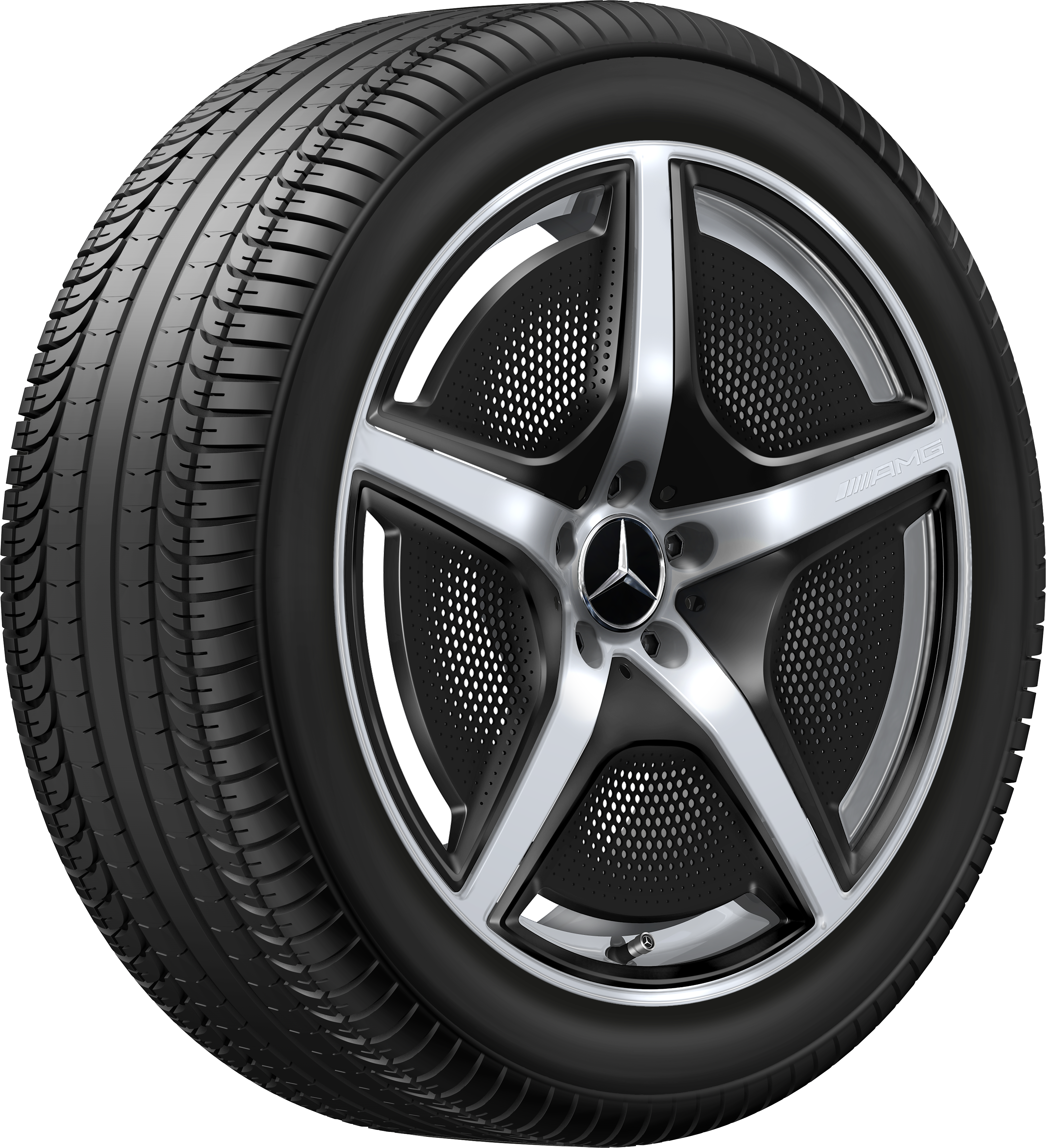 Cerchio a 5 razze AMG, 50,8 cm (20 pollici) - 10 J x 20 ET 66, argento vanadio, lucido