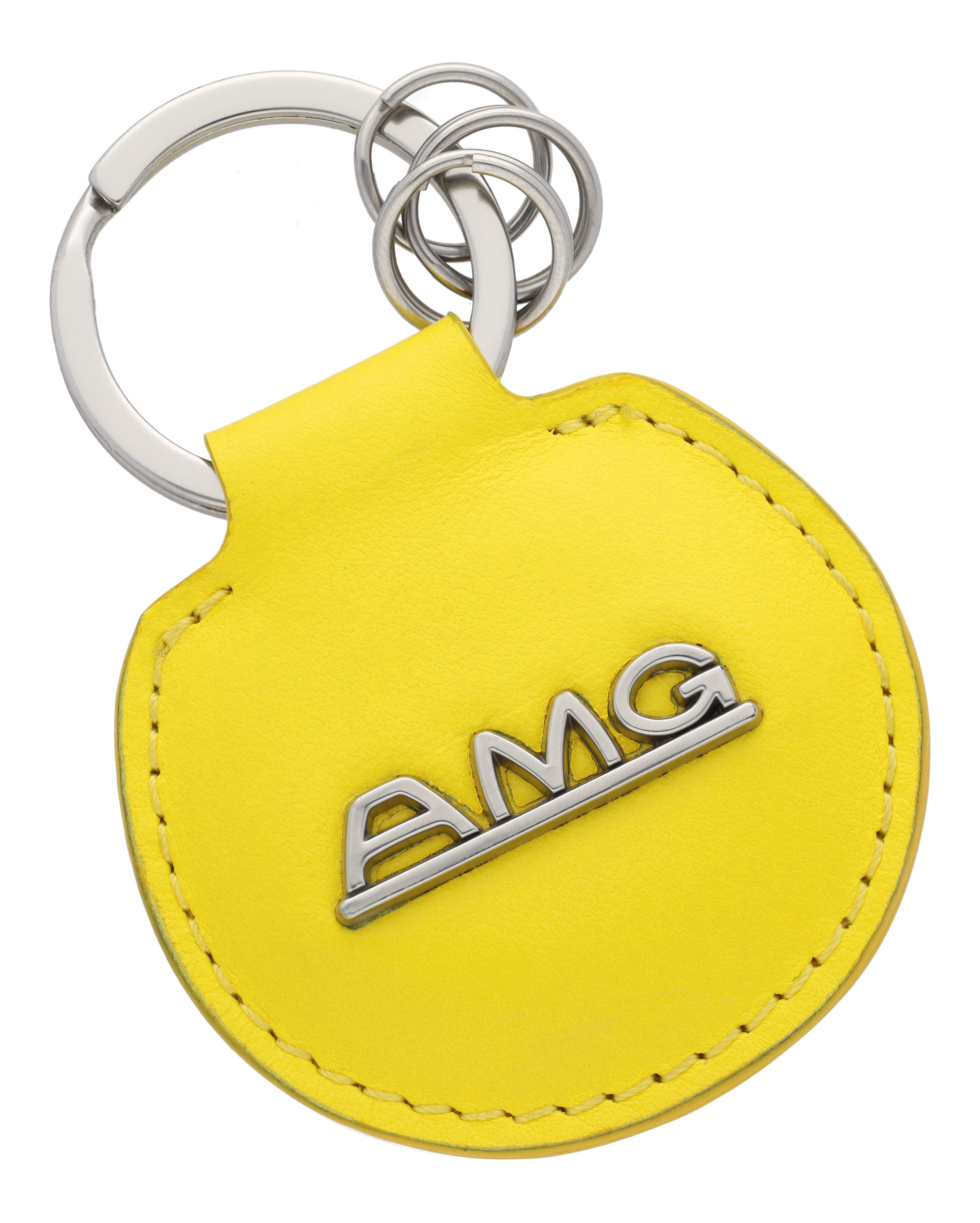 Portachiavi AMG, Classic - giallo / argento, Pelle di vitello / acciaio inox