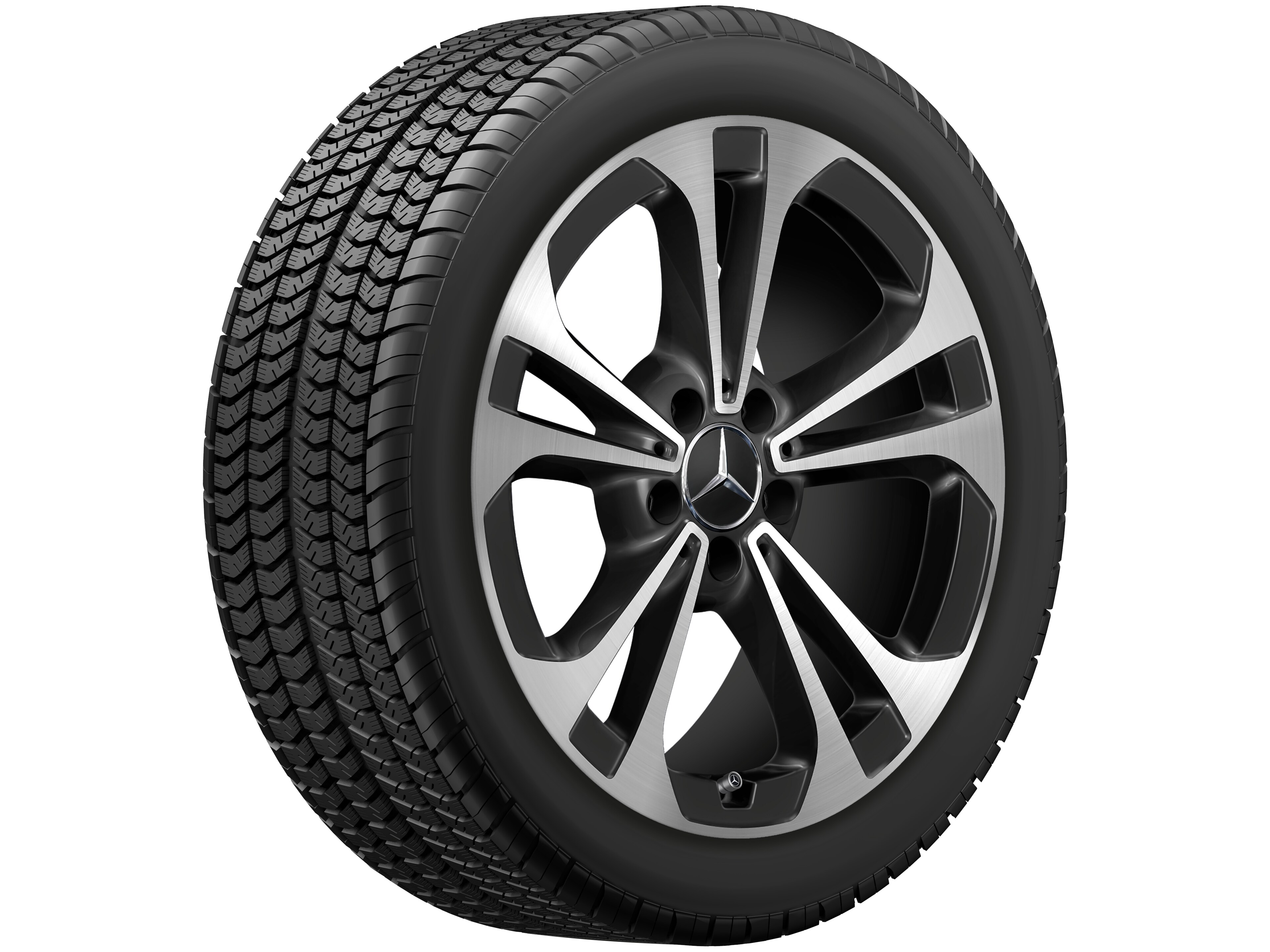 5-Doppelspeichen-Rad, Aero, 45,7 cm (18 Zoll), glanzgedreht - 8,5 J x 18 ET 52, schwarz, glanzgedreht