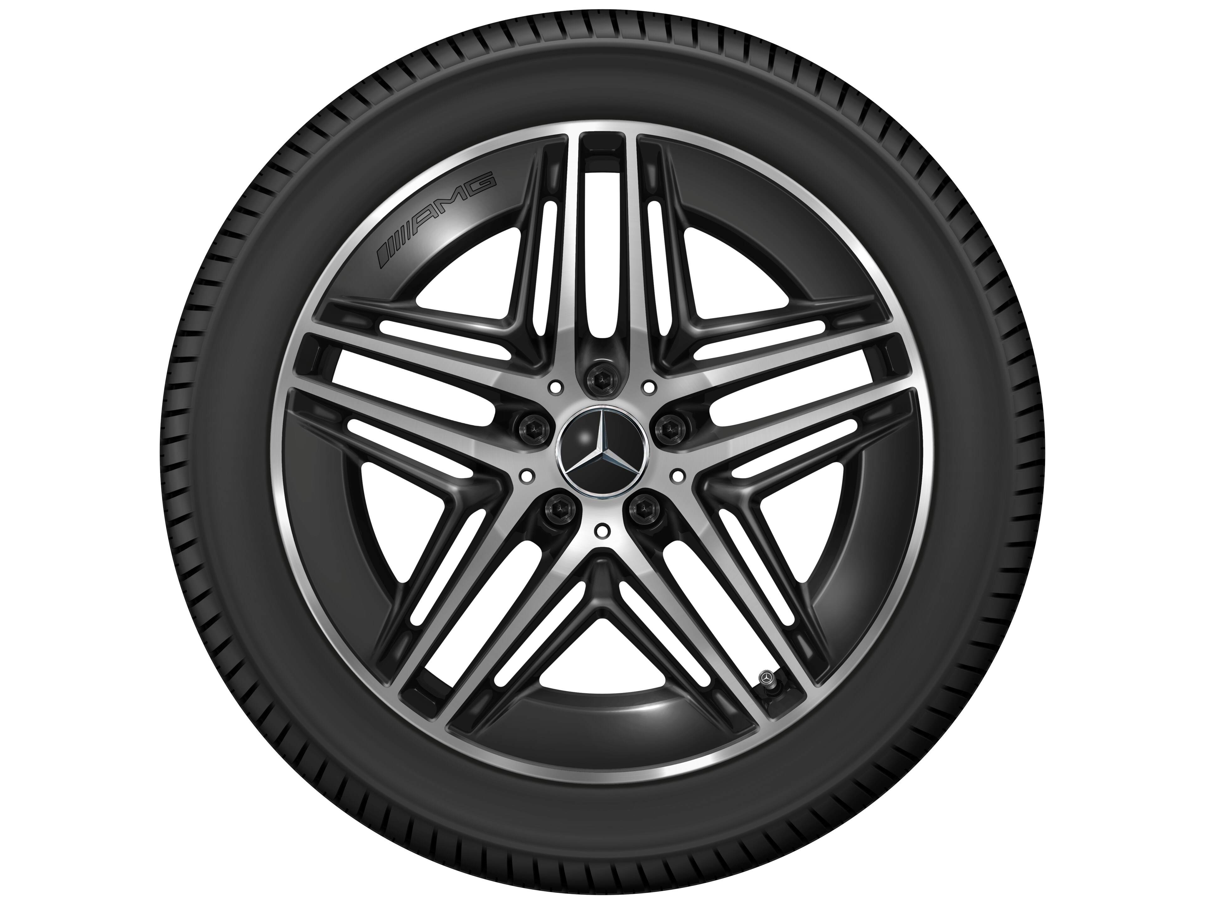 AMG Leichtmetallrad, im 5-Doppelspeichen-Design, 48,3 cm (19 Zoll) - 8 J x 19 ET 52, schwarz, glanzgedreht