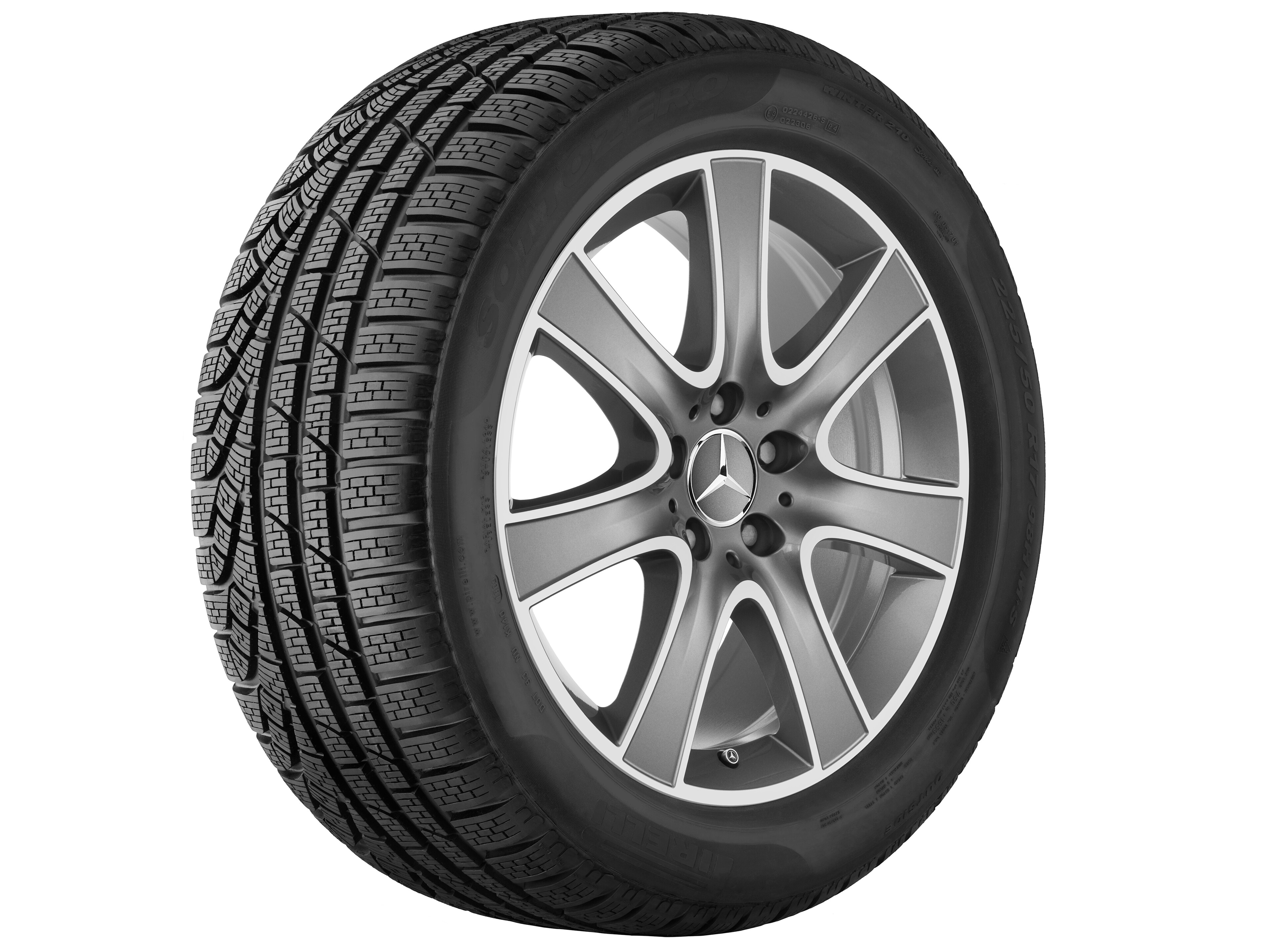 Cerchio a 7 razze, 45,7 cm (18 pollici) - 8 J x 18 ET 41, grigio Himalaya, Tornitura a specchio