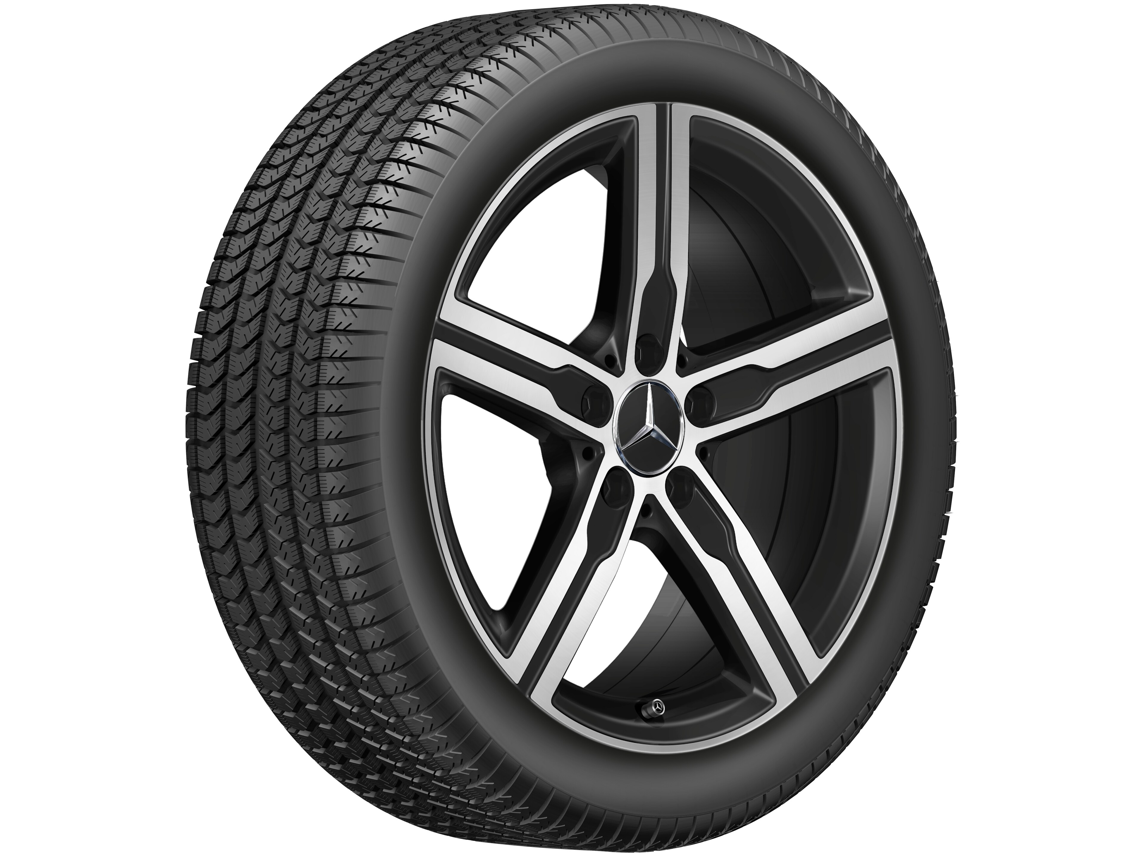 Cerchio a 5 razze, 45,7 cm (18 pollici), con tornitura a specchio - 7,5 J x 18 ET 49, nero opacizzato, Tornitura a specchio