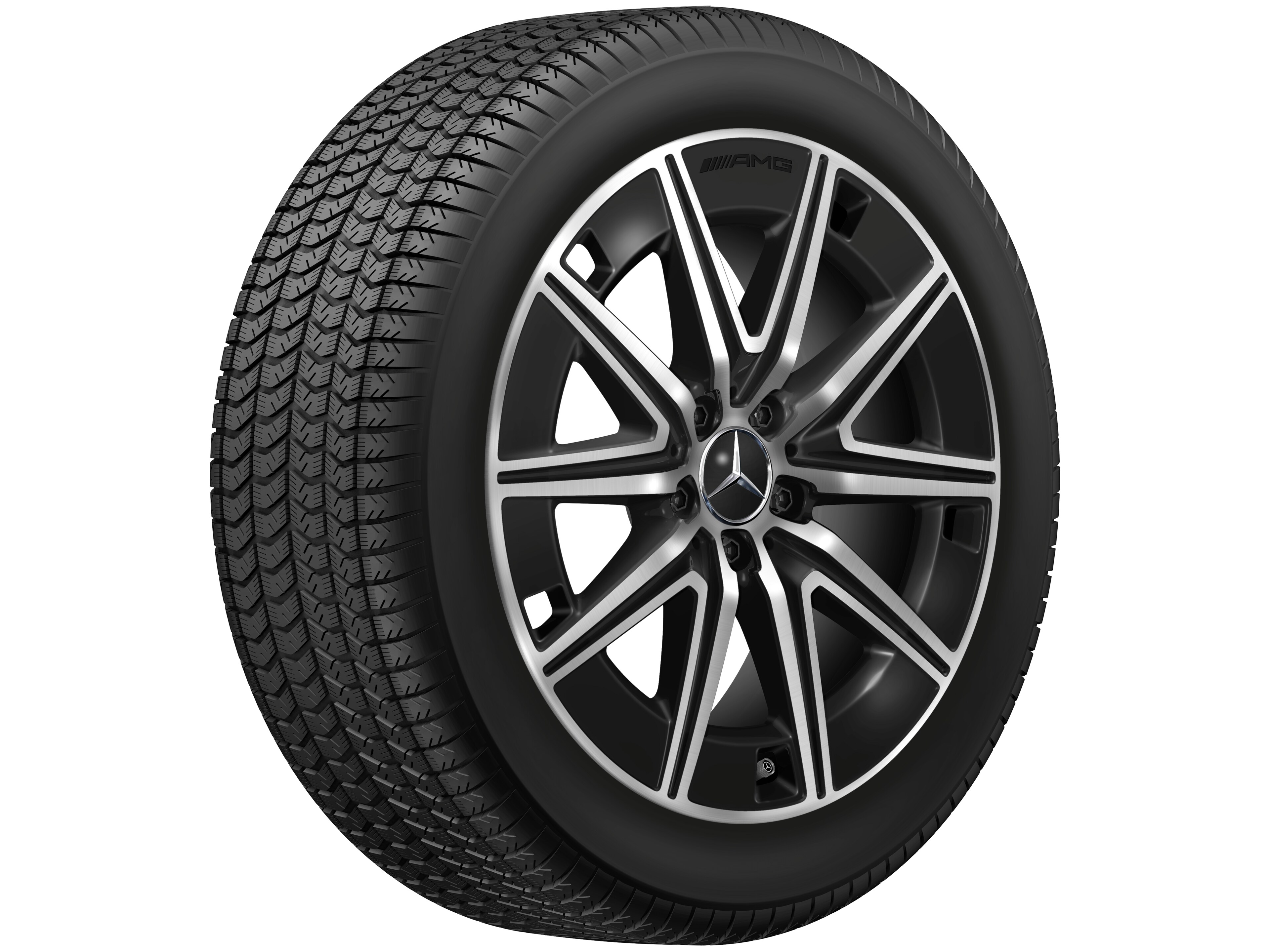 Cerchio a 10 razze AMG, 48,3 cm (19 pollici) - 7,5 J x 19 ET 53,5, colore nero, Tornitura a specchio