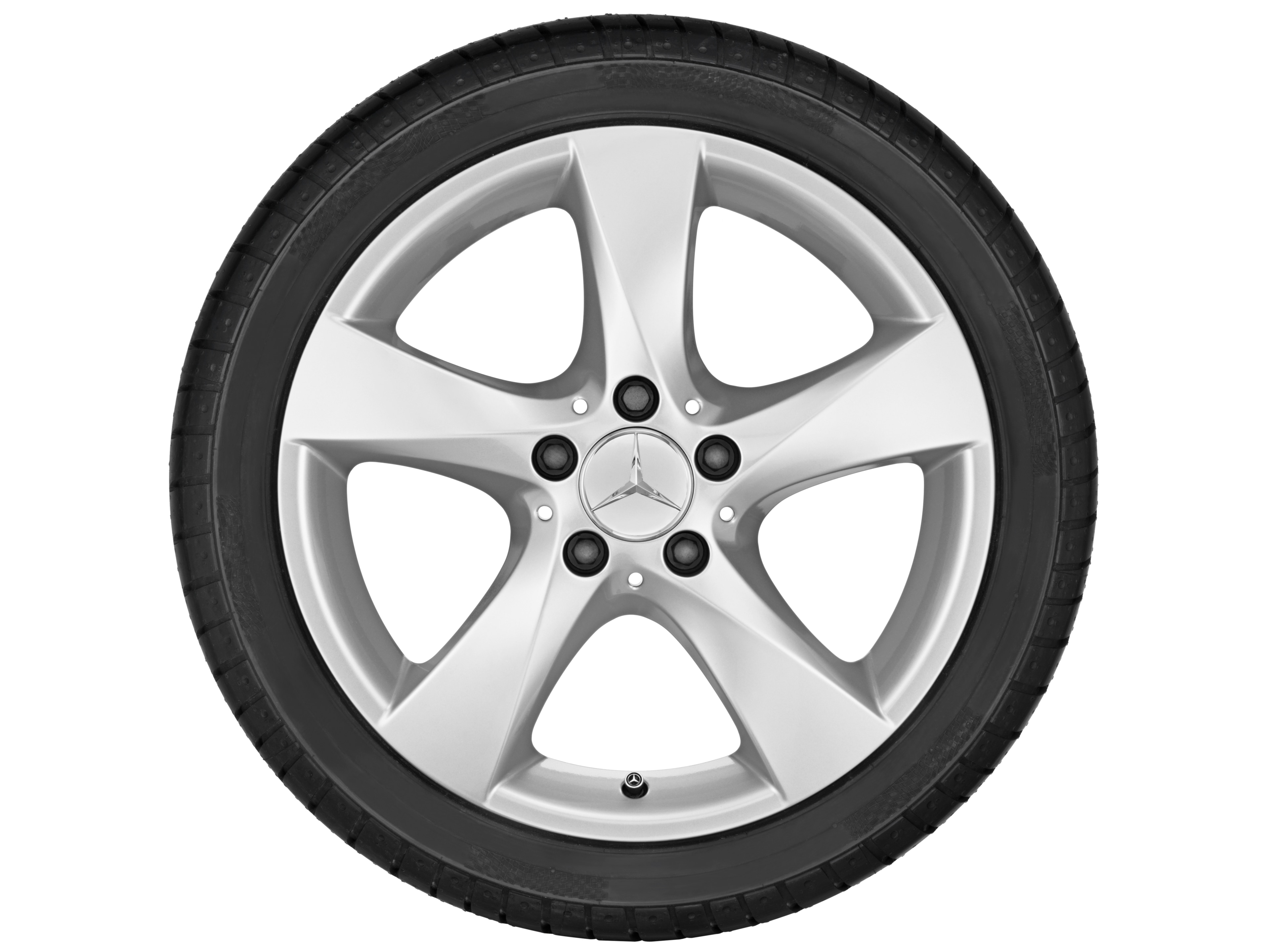 Cerchio a 5 razze, 43,2 cm (17 pollici) - 7 J x 17 ET 51, argento vanadio, verniciato