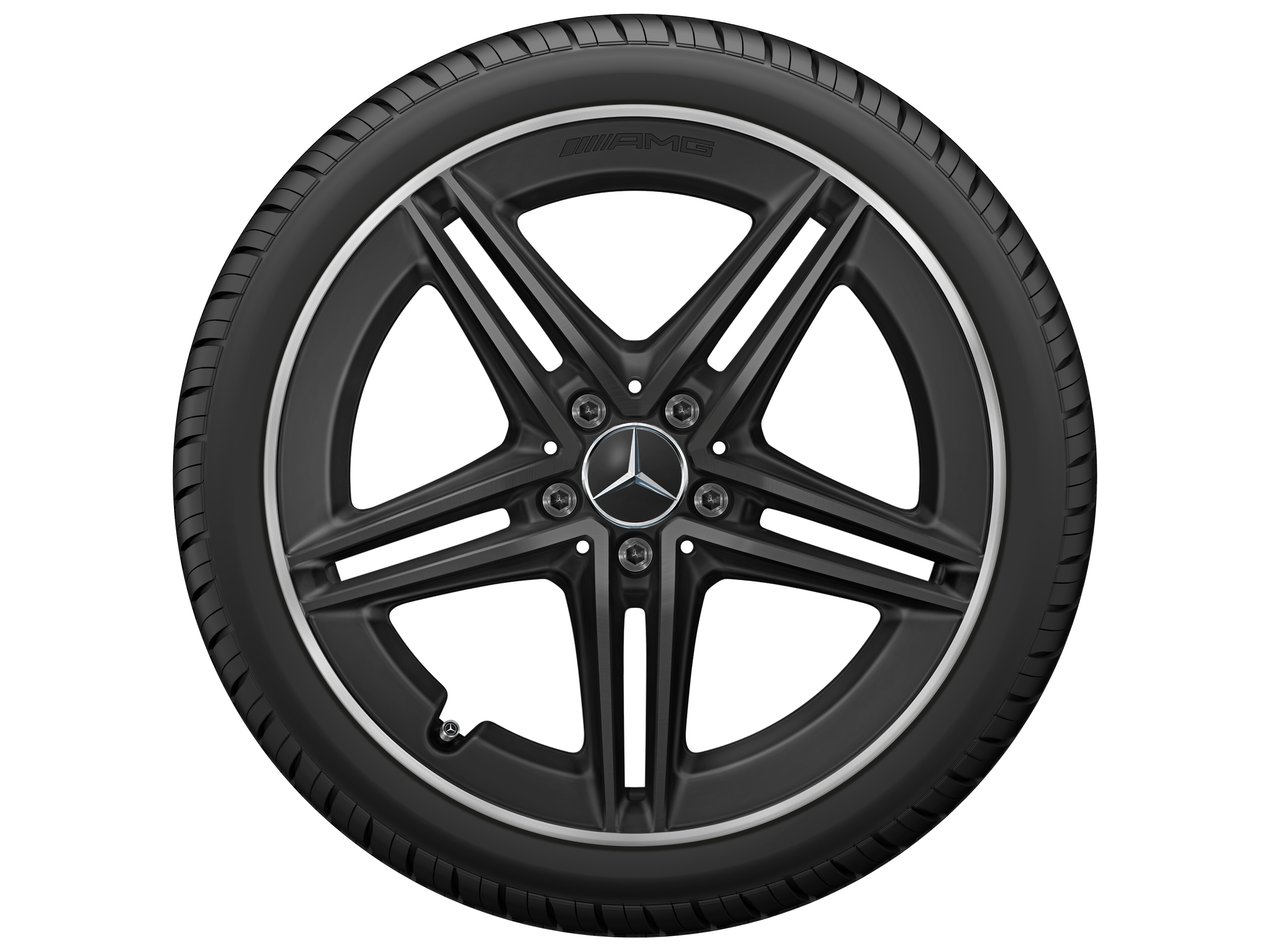 AMG 5-Doppelspeichen-Rad, 48,3 cm (19 Zoll), Felgenhorn glanzgedreht - 9 J x 19 ET 52, schwarz matt
